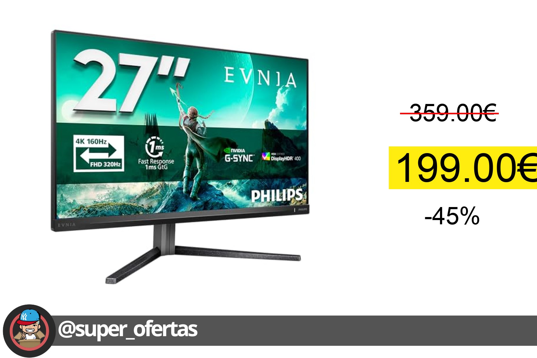 〽 Monitor Philips Evnia 27M2N3800A por 199,00€!