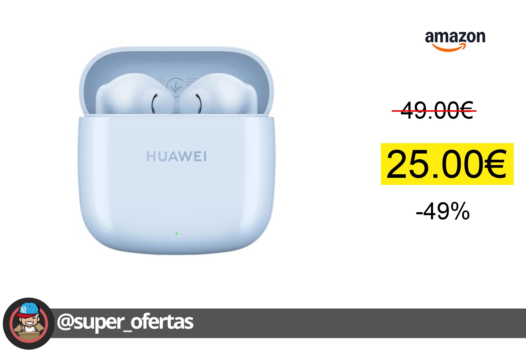 〽 Auriculares HUAWEI FreeBuds SE 2 por 25,00€. ¡Ahorra 24,00€ con -49% de descuento!