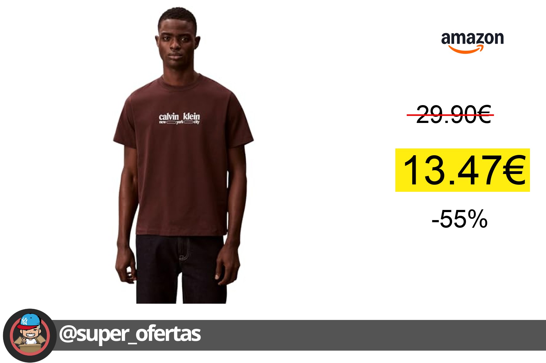 〽Calvin Klein Ss 30S Whsl Ck Nyc Graphic Tee Lv14Re831G Camisetas Gráficas, Brown (Rich Brown)