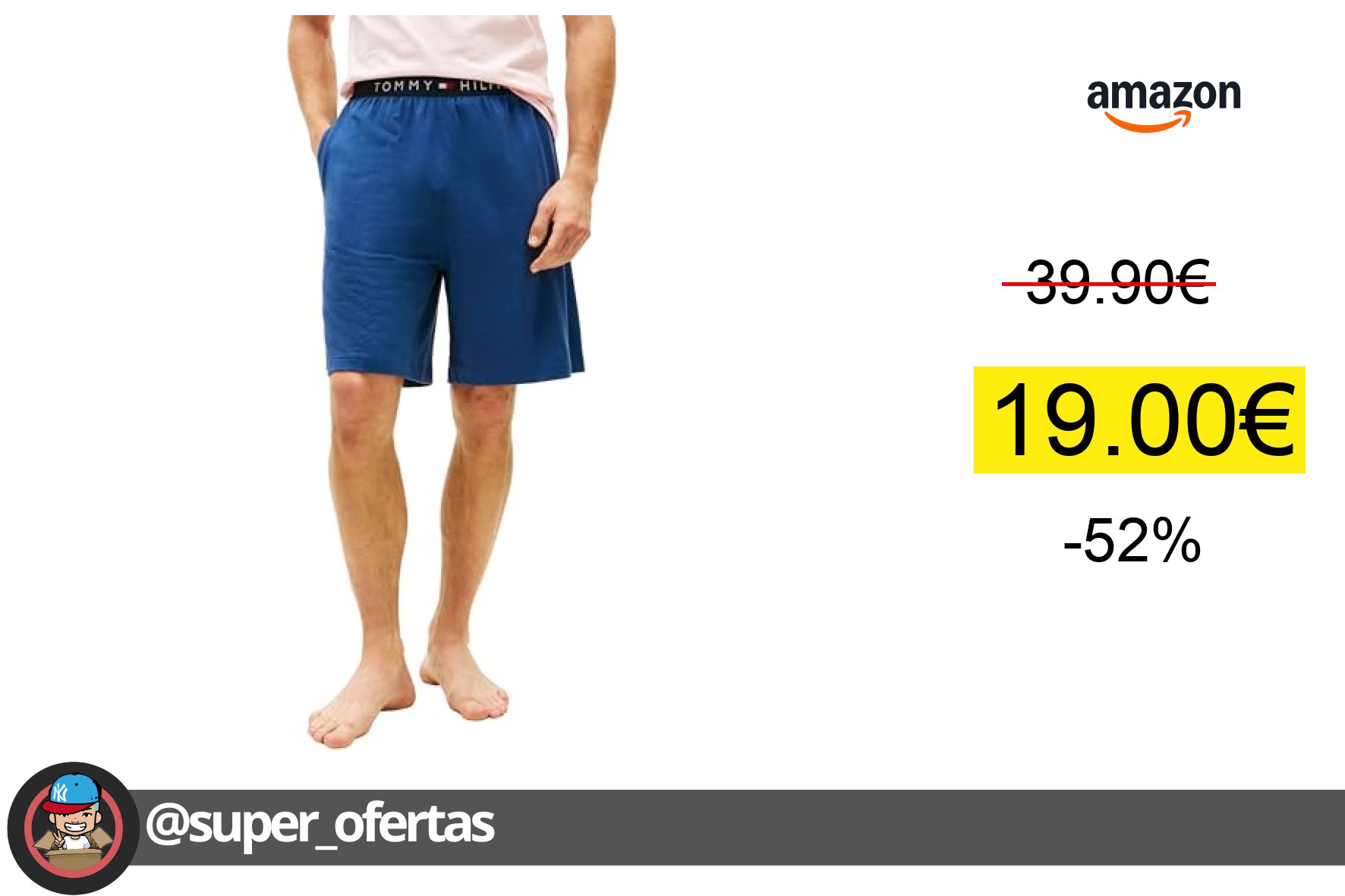 〽Tommy Hilfiger Pantalón Corto Lounge Hombre Jersey de algodón elástico, Azul (Aegean Sea)