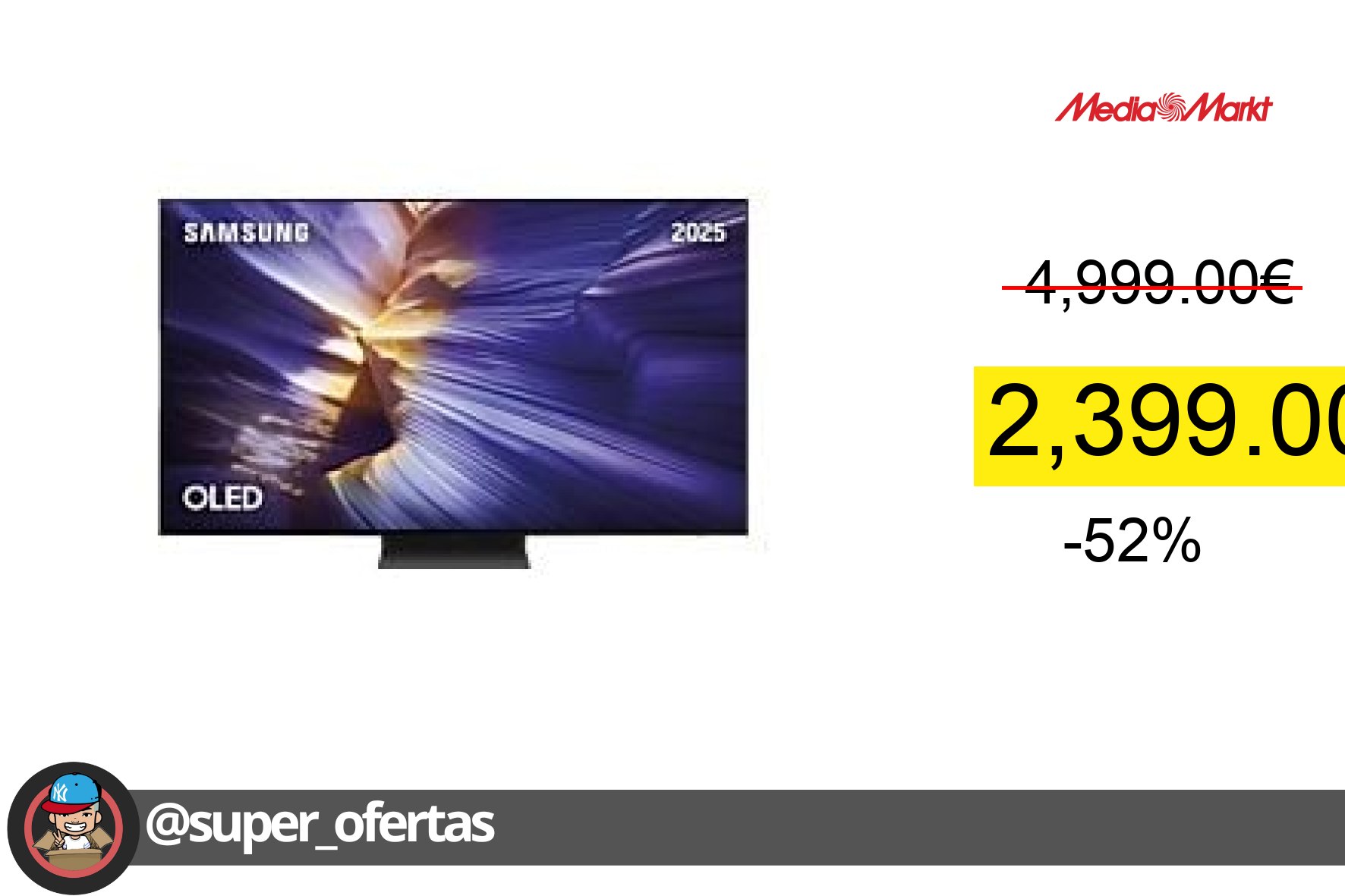 〽TV Oled 83" - Samsung Tq83S93Faexxc, Oled 4K, Nq4 Ai Gen3 Processor, Smart TV, Full Ai, Negro