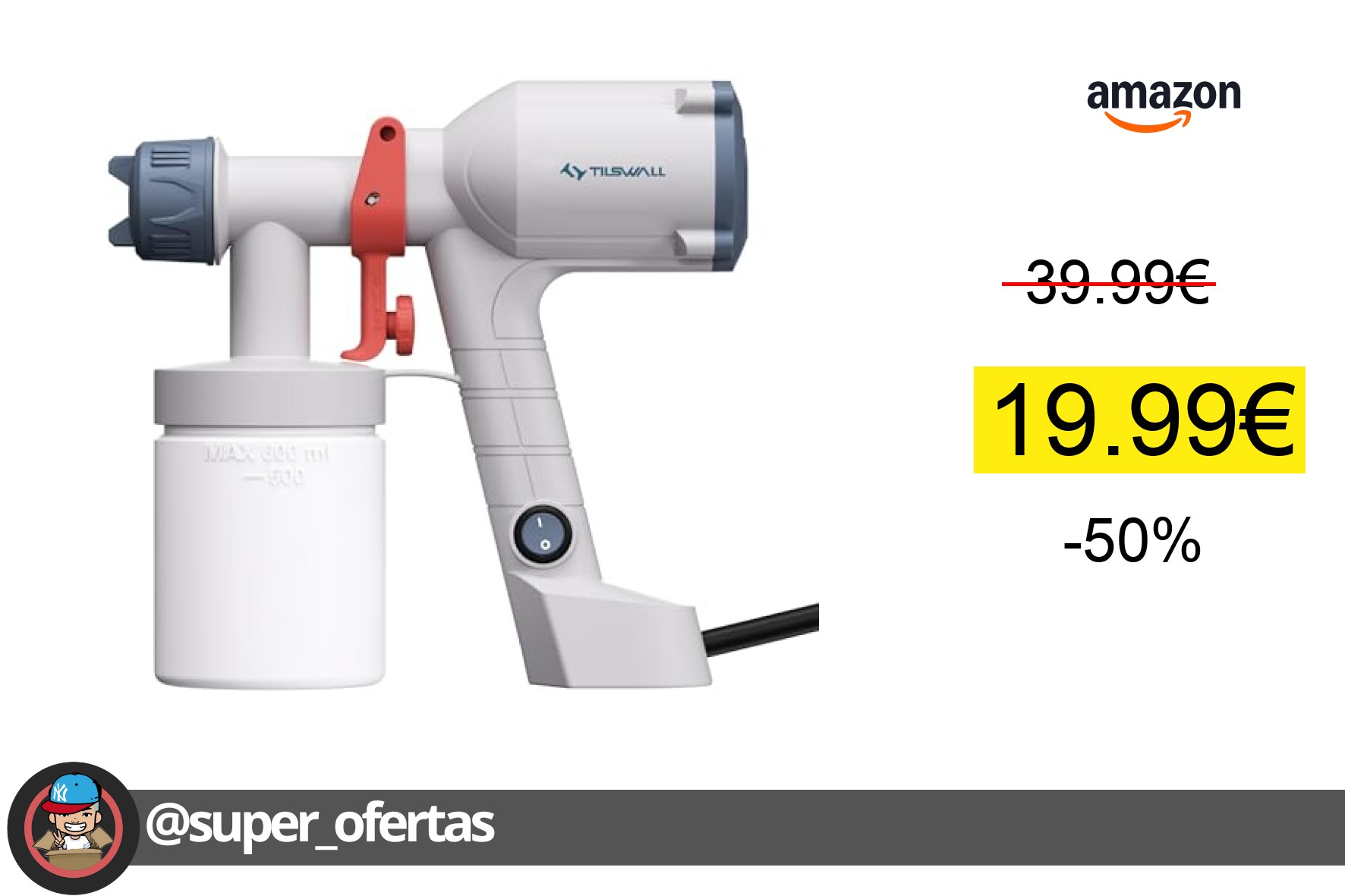 〽 Pistola de pintura ultraligera Tilswall Dreamer, 19,99€. ¡Ahorra -50%%!