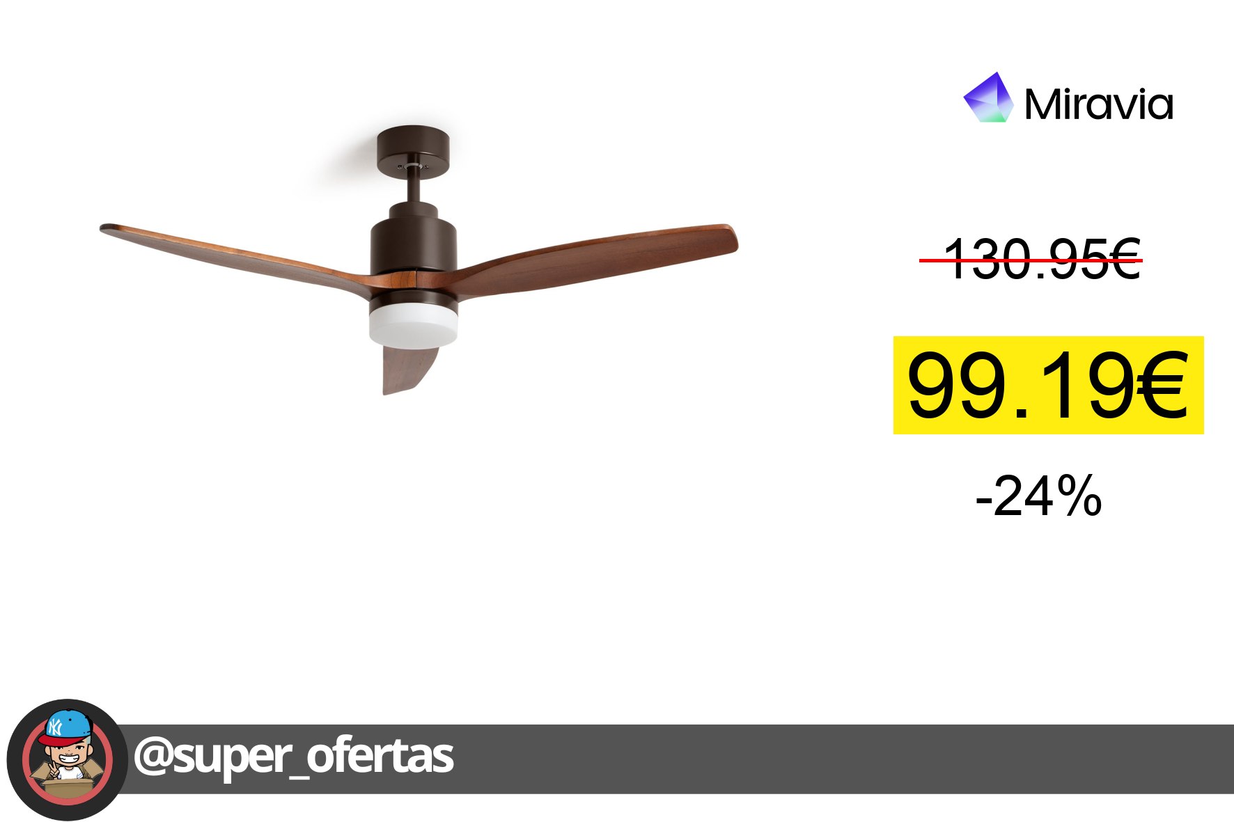 〽Ledkia Lighting Ventilador De Techo Con Luz Silencioso Dc Forest Evo Madera Oscura Mando + Wif