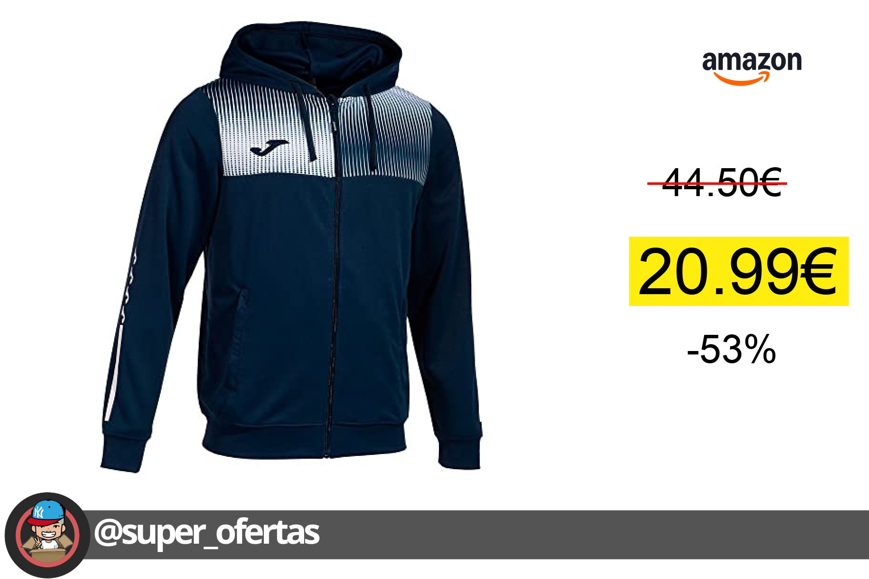 〽Joma Chaqueta con capucha eco supernova marino blanco