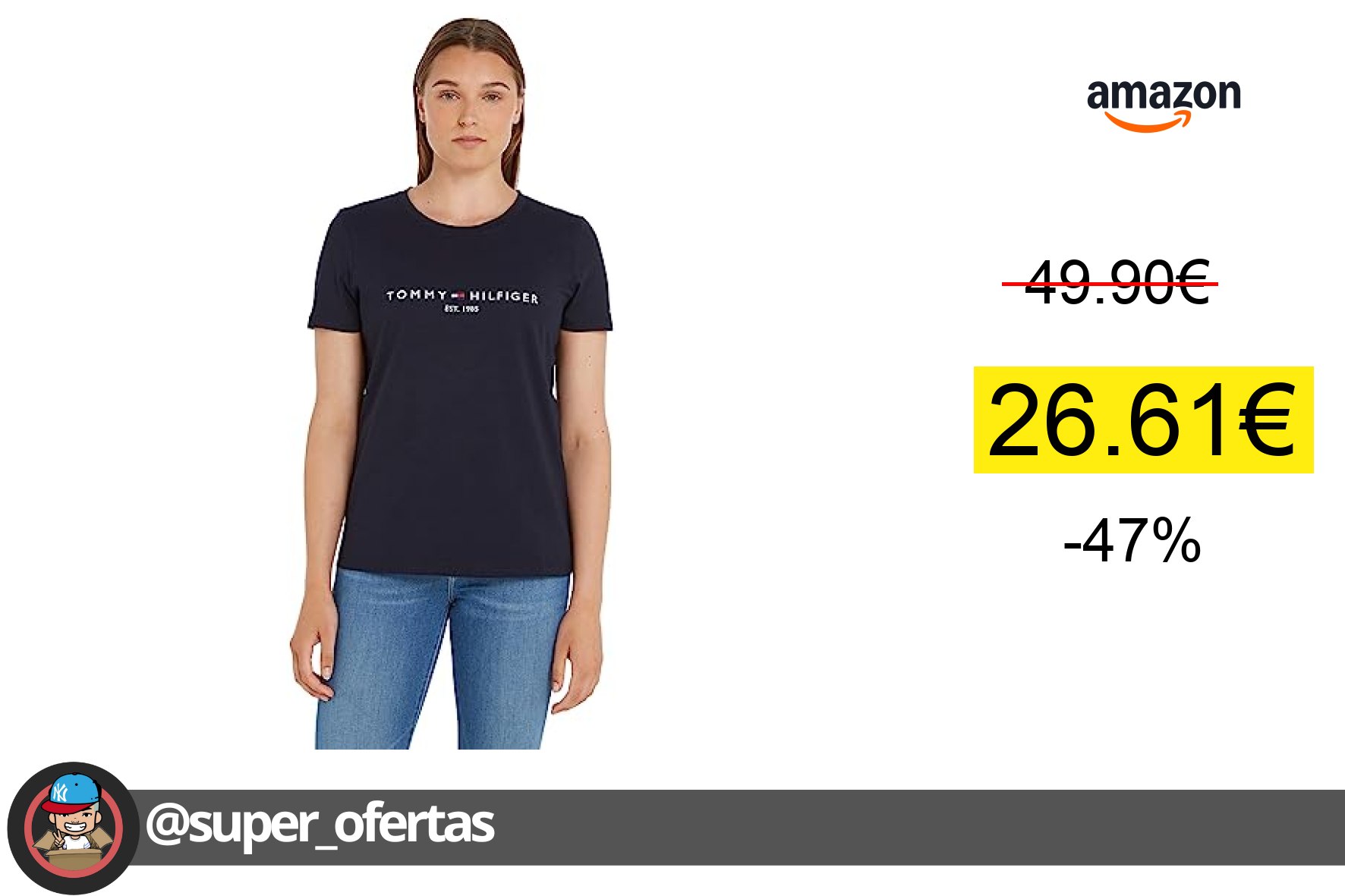 〽 Camiseta de algodón de Tommy Hilfiger por 26,61€ con -47% de