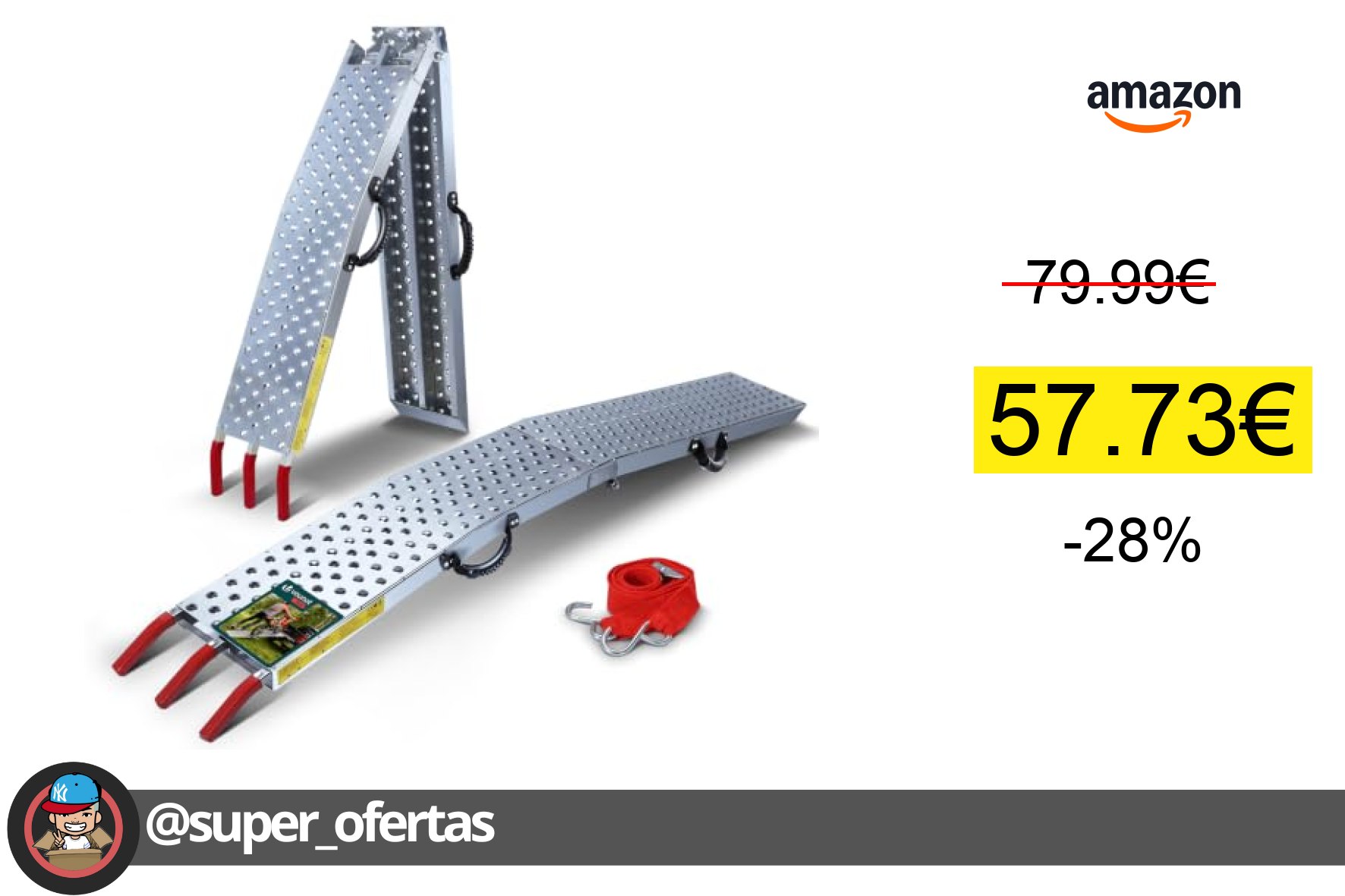 〽VOUNOT® Rampa de Carga Plegable 400 kg Máx. de Capacidad, Rampa de Acceso Riel Antideslizant