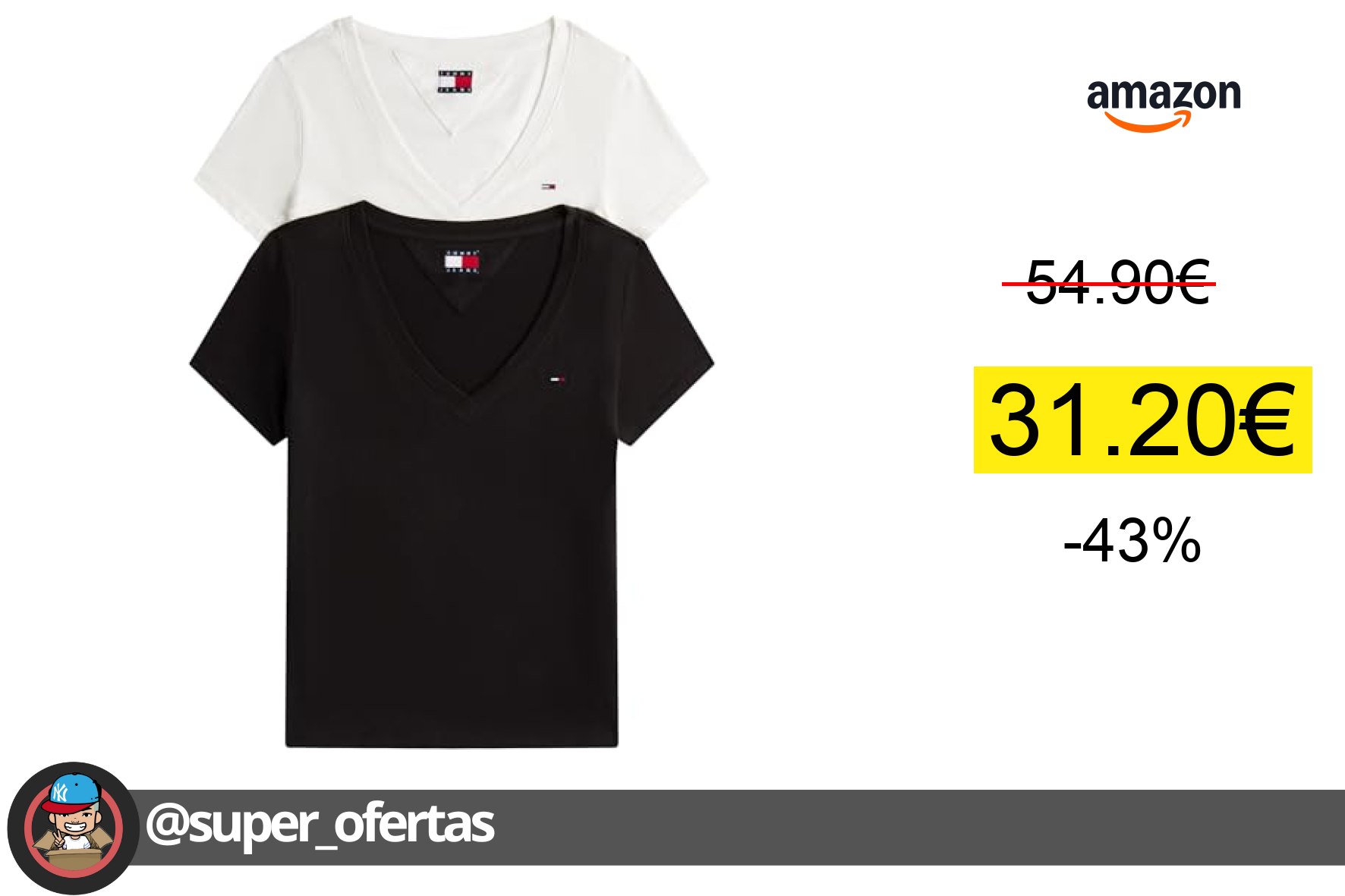 〽 Camiseta de manga corta de Tommy Jeans por 31,20€