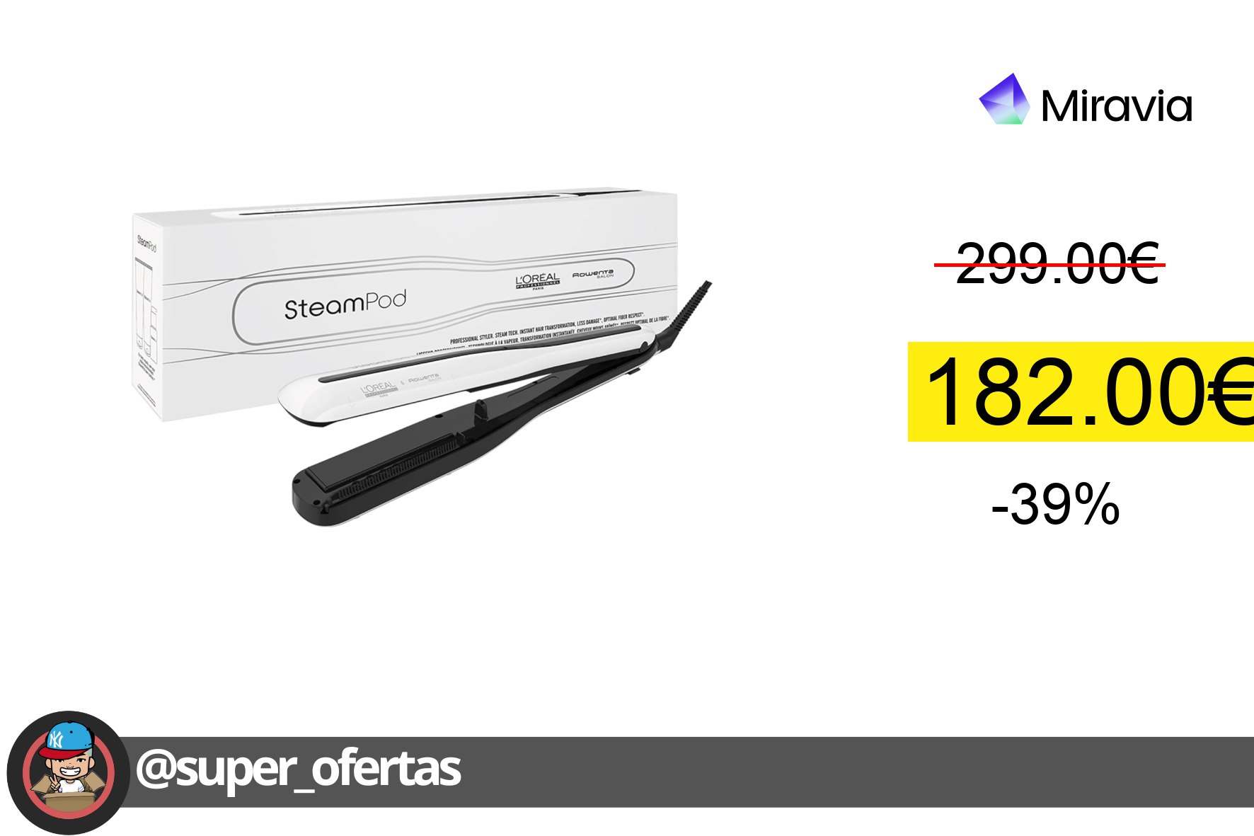 〽L’Oréal Professionnel, Plancha de Pelo Profesional con Tecnología a Vapor, para un Cabello
