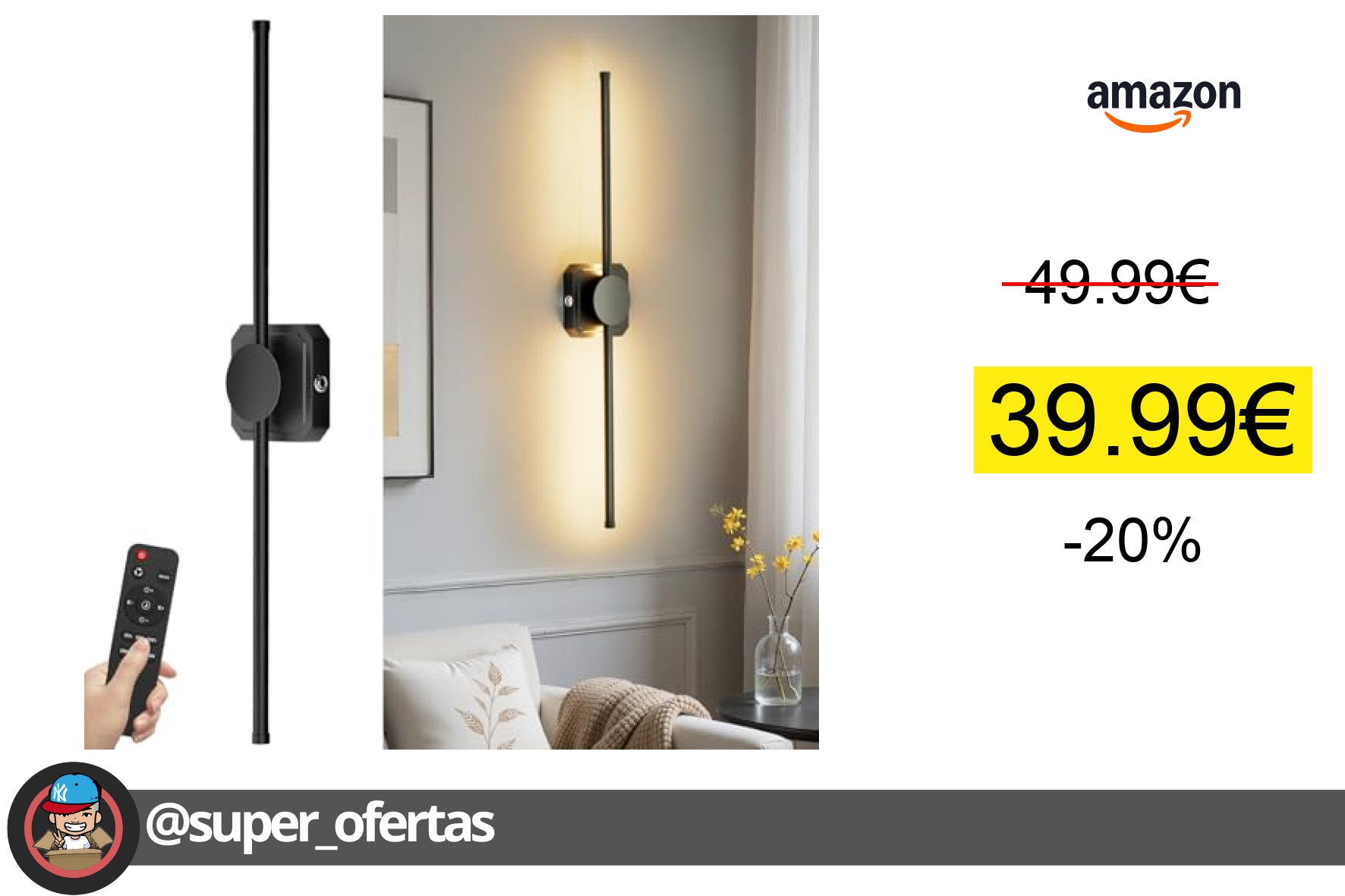 〽HEERTTOGO Luz de Pared de Interior Inalámbrica, Lámpara de Pared con Batería de Carga USB,G