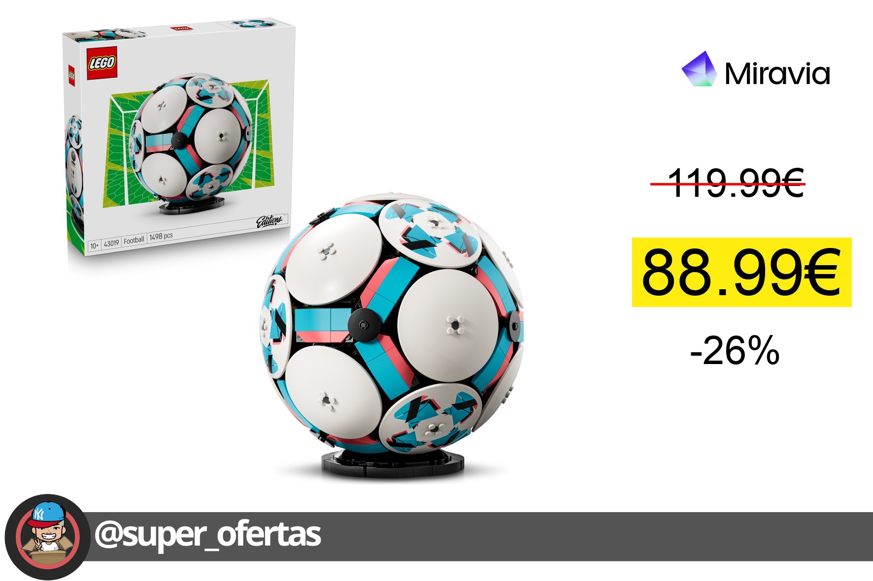 〽 Construye tu balón de fútbol LEGO con 88,99€ y ahorra 31,00€!