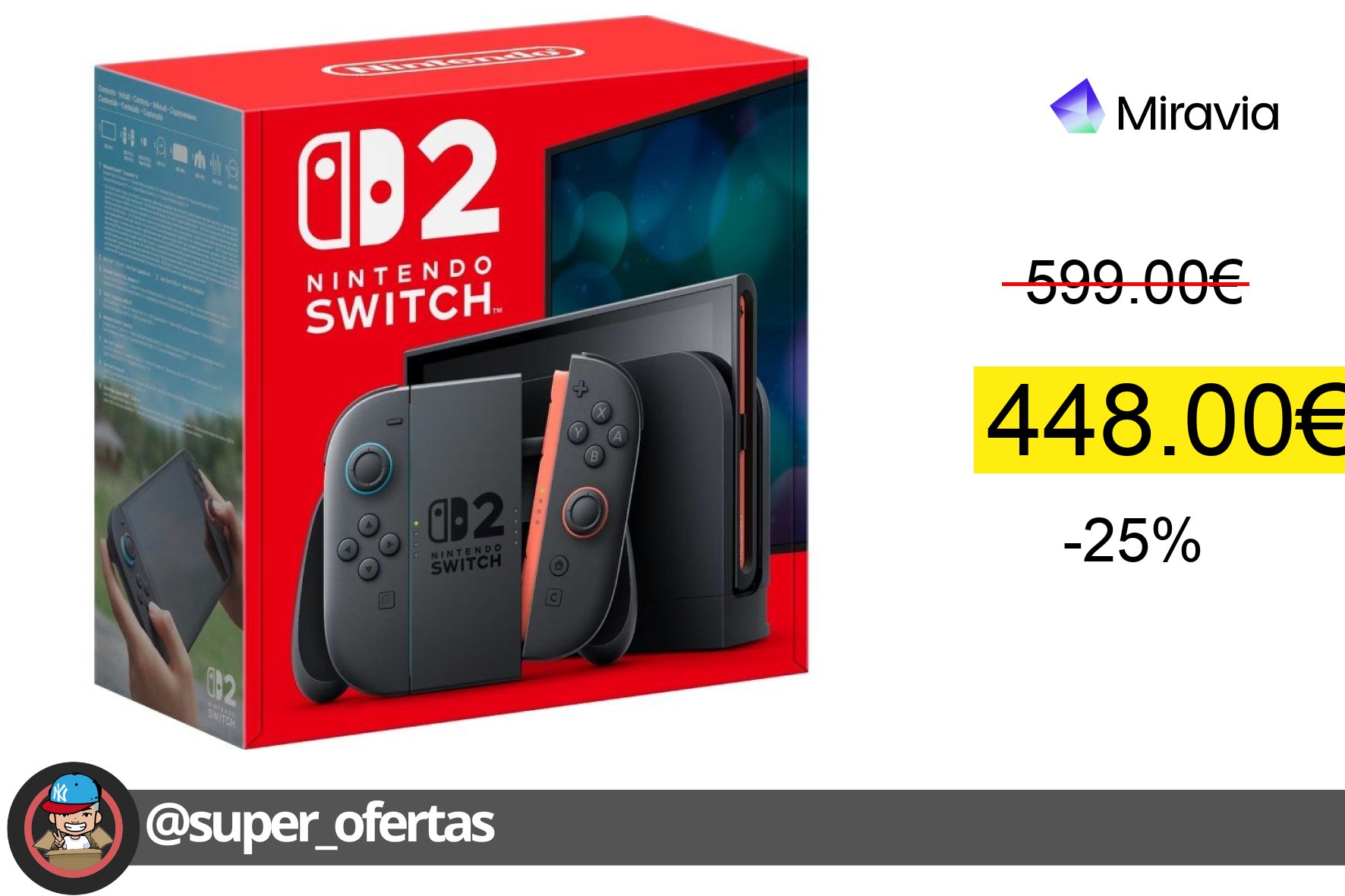 〽 Consigue Nintendo Switch 2 con base y mandos Joy-Con por 448,00€ con un