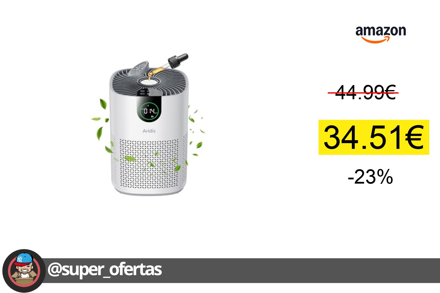 〽Purificador de Aire con Filtro HEPA - Filtro para Habitaciones Polen, Alergias, Olores y por 3