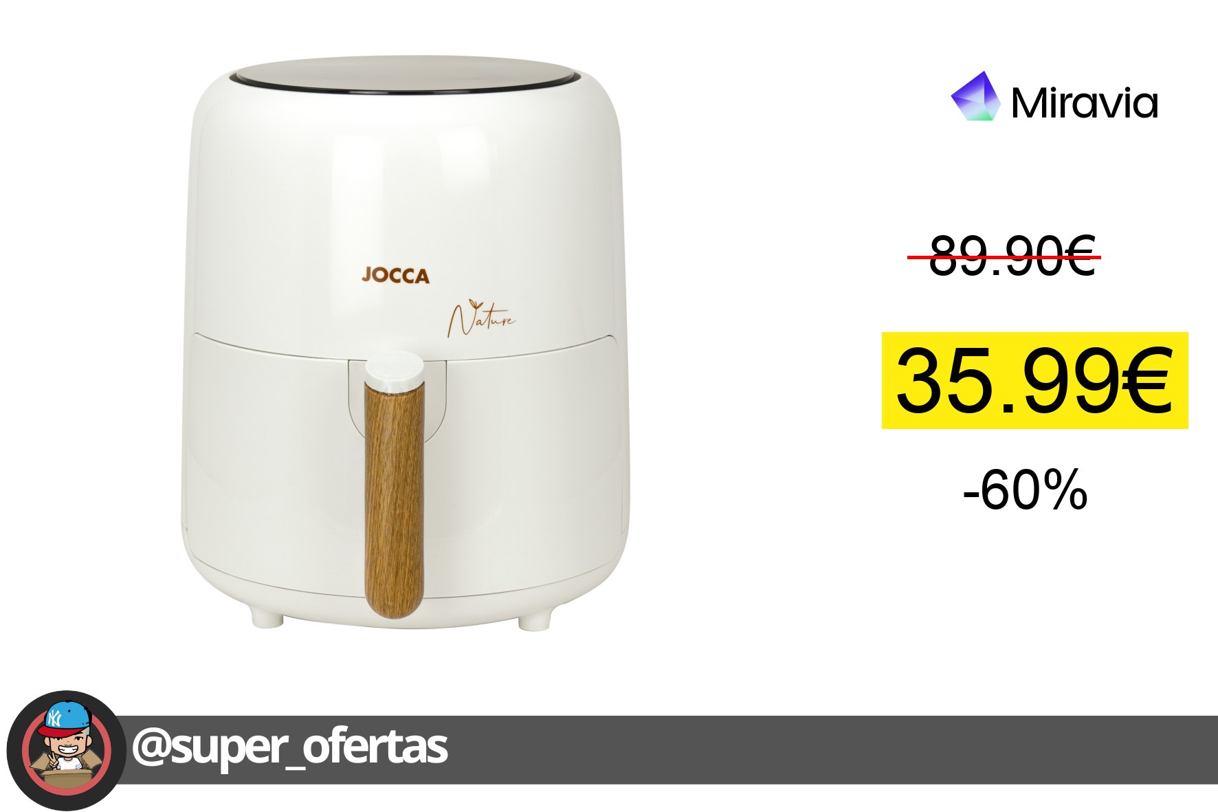 〽 Ahorra -60%% con la freidora de aire digital Jocca Nature 3,8L!