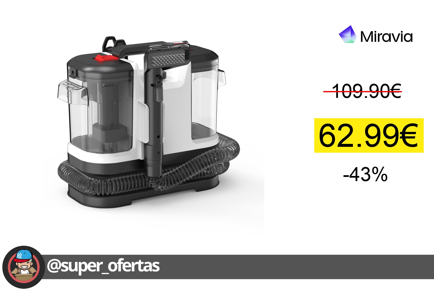 〽 Ahorra 46,91€ con nuestro cupón en limpiatapicerías Jocca con agua, 500W, depósito do