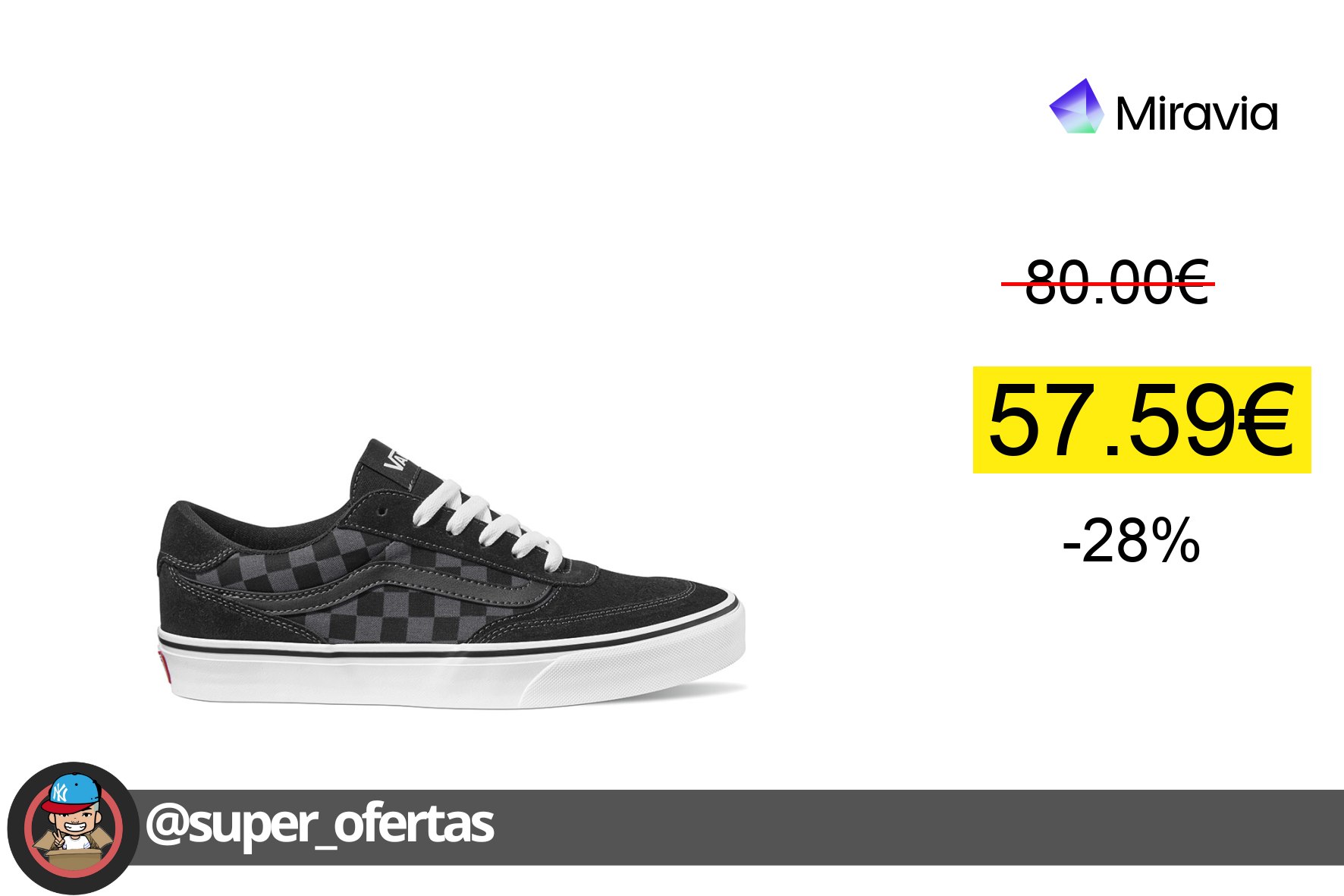 〽 Vans Zapatillas Negras VN000D7QKOU1-KOU1, para Hombre, por 57,59€