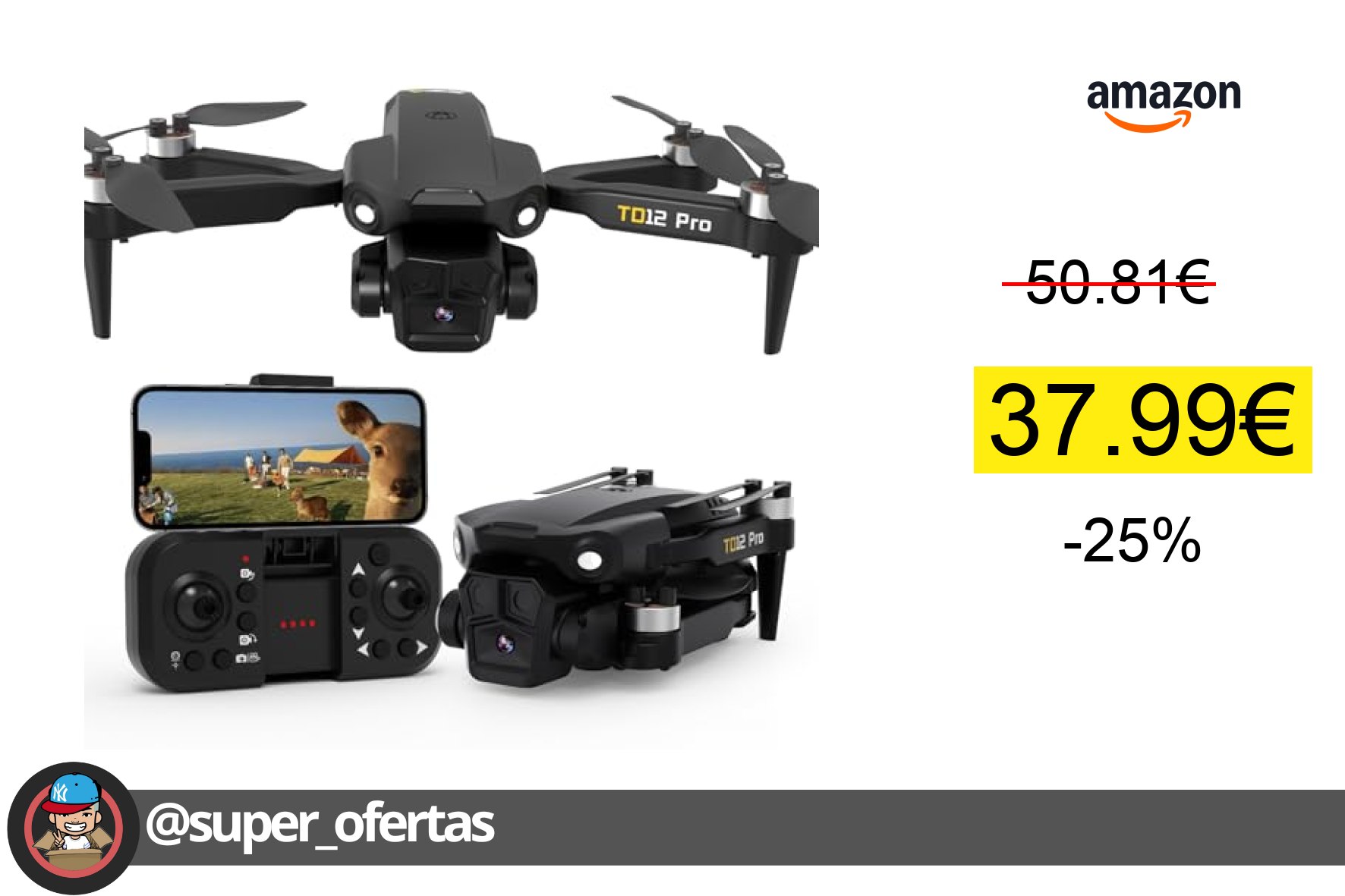 〽 Toladrone TD12PRO: dron plegable con cámara 1080P por 37,99€. ¡No te pierdas esta opo