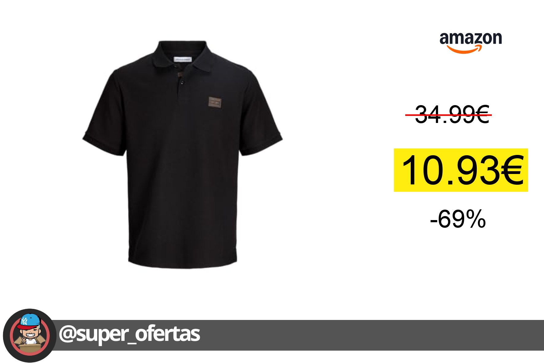 〽 Polo JACK & JONES en negro, M, con envío gratis