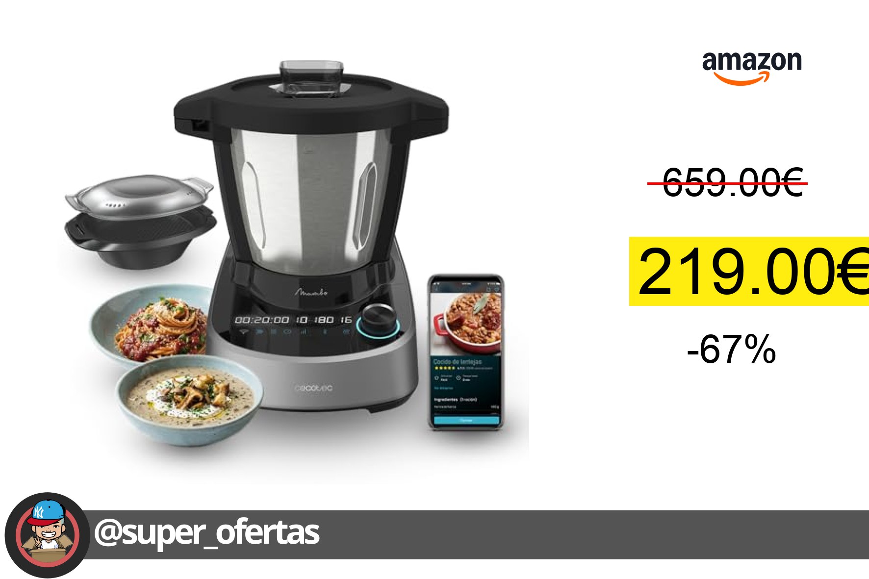 〽 Cecotec Robot de Cocina 37 Funciones con APP Mambo 11090 Daily por 219,00€