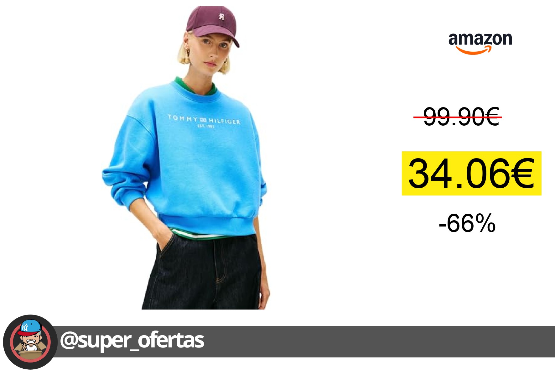 〽 Sudadera Tommy Hilfiger Corp Logo Relaxed Fit por 34,06€ con -66%% de descuento. ¡Ahor
