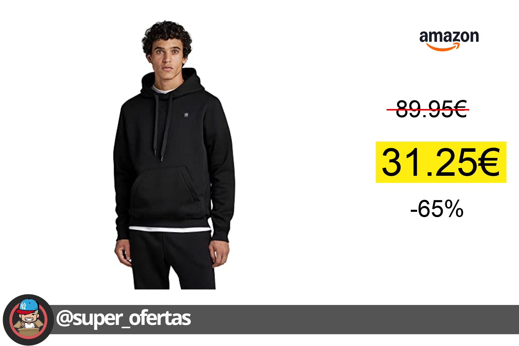 〽G-STAR Sudadera Premium Core Hoodie para Hombre, Negro (dk black D16121-C235-6484), M por 31,2