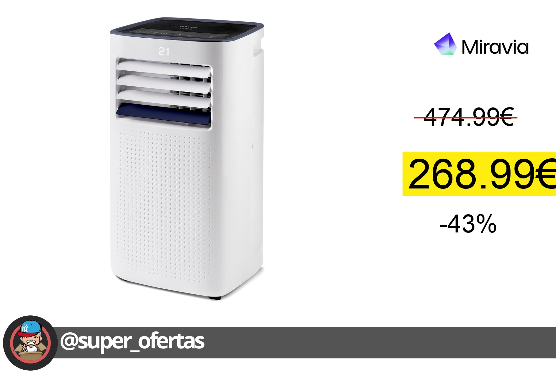 〽 Climatizador portátil 3 en 1 Taurus Cold Design, ¡ahorra 206,00€!