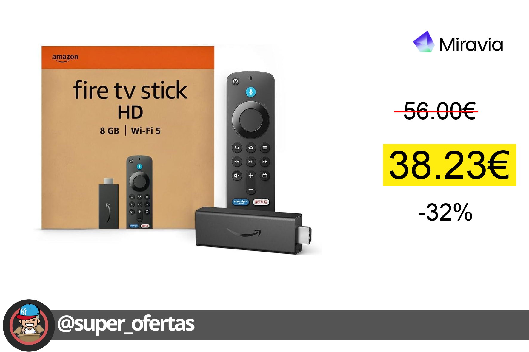 〽 Compra el Amazon Fire TV Stick HD por 38,23€ y ahórrate 17,77€!