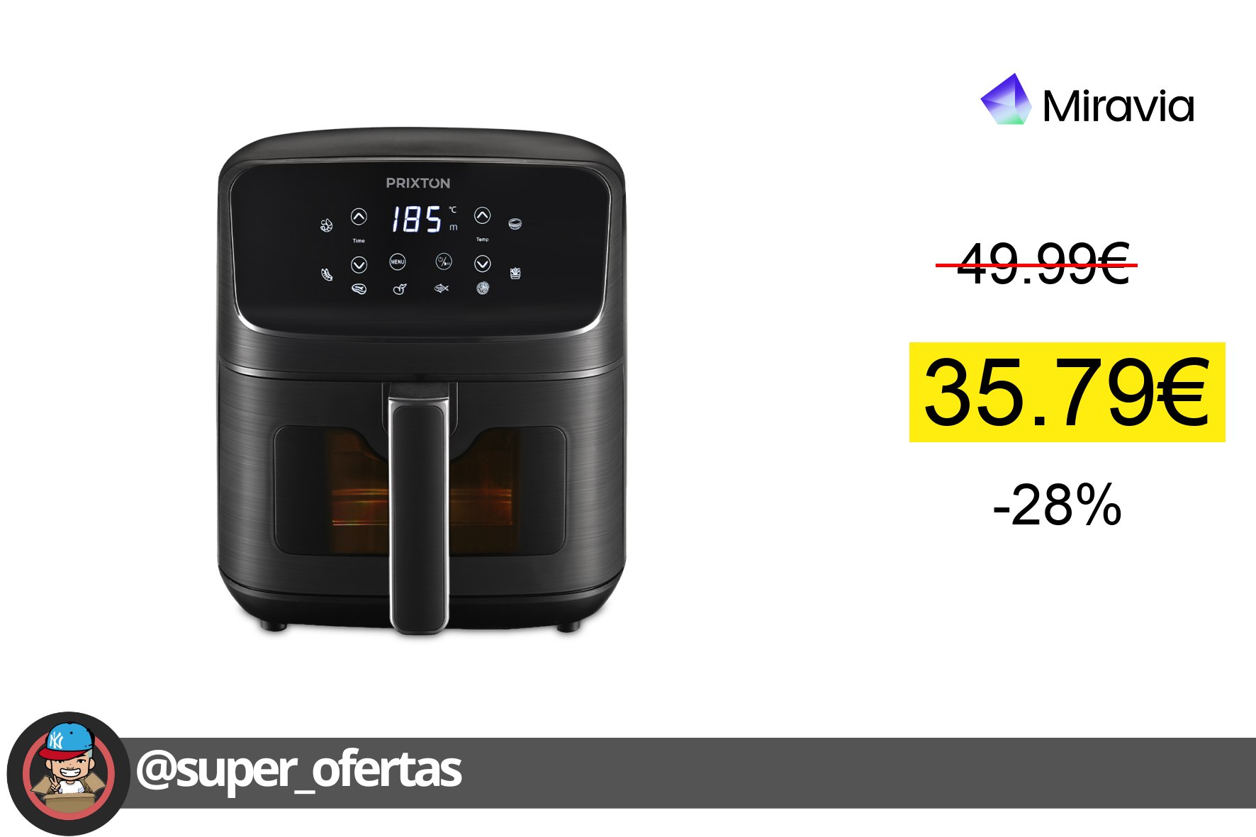 〽 Freidora de aire Cook Organics 4,2 L, 35,79€ con un brutal -28% de descuento. ¡Ahorras
