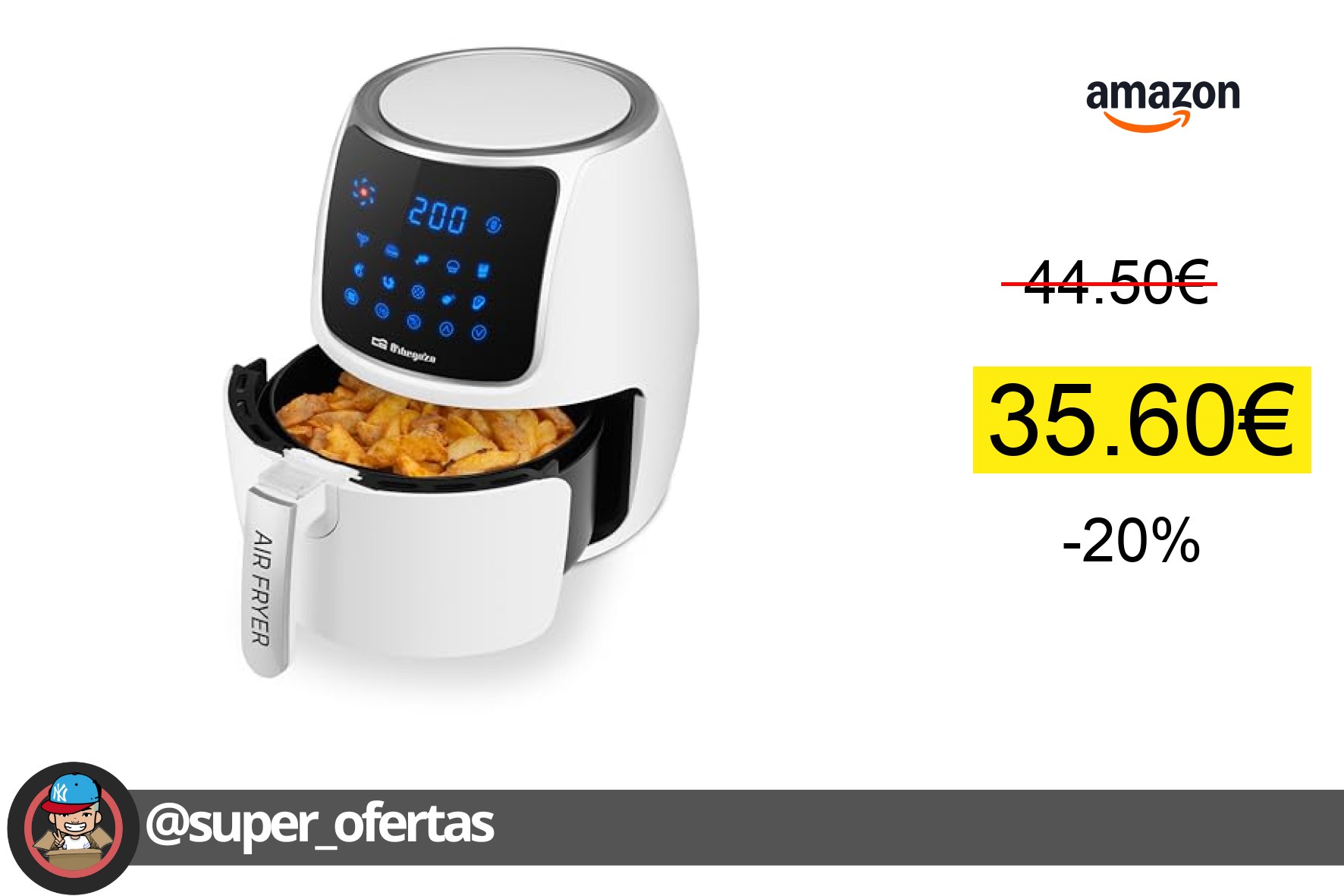 〽 Freidora de aire saludable 35,60€ con -20% de descuento!