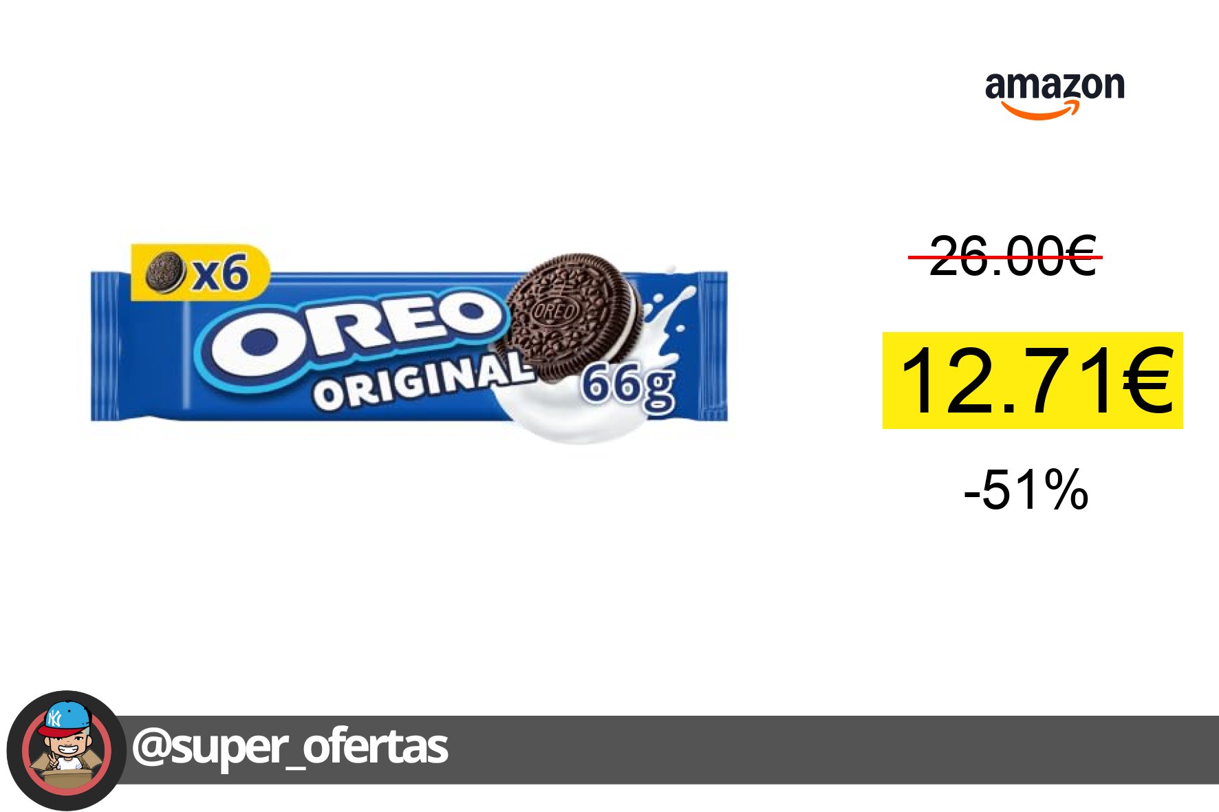 〽 Oreo 20x66g por 12,71€ con -51% de descuento. ¡Ahorra 13,29€!