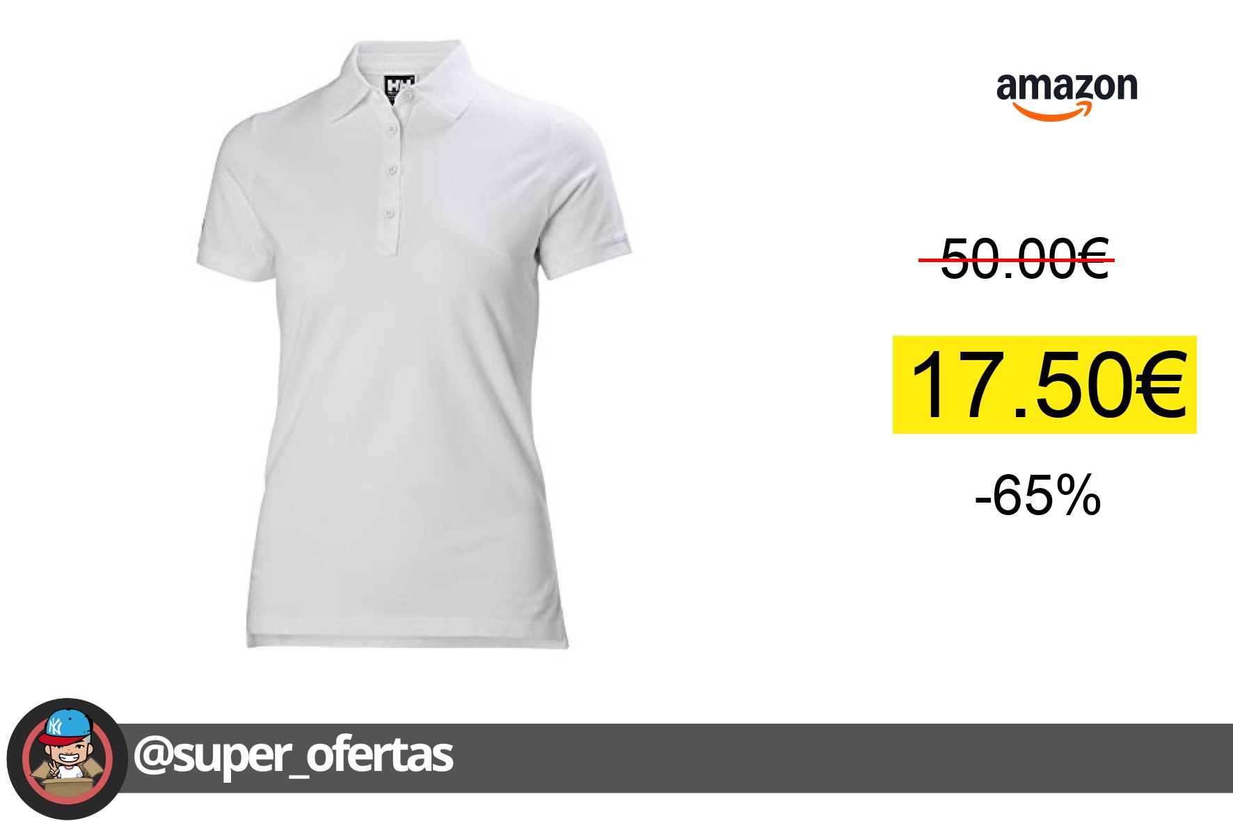 〽Helly Hansen Mujeres W Crew Pique 2 Polo, Blanco, XL