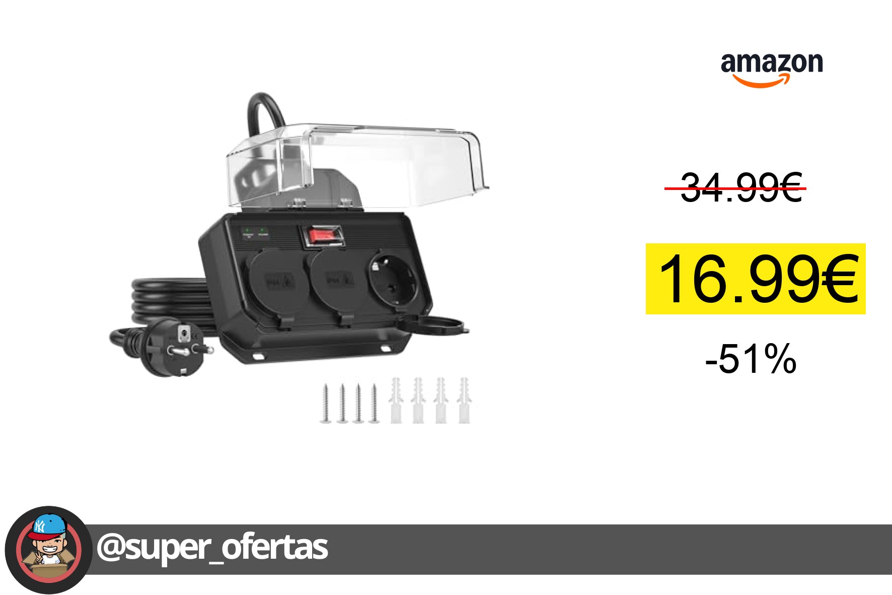 〽 Regleta enchufes exterior IP44 16,99€