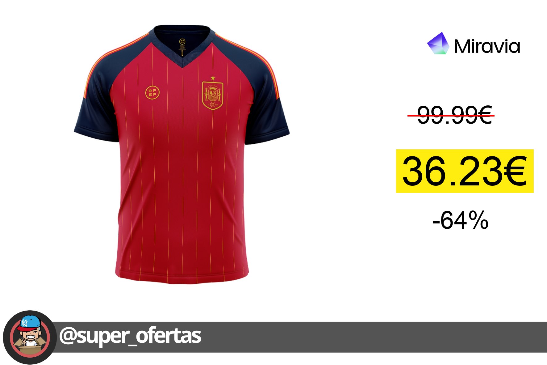 〽 Camiseta RFEF Réplica España Mundial 2026 por 36,23€