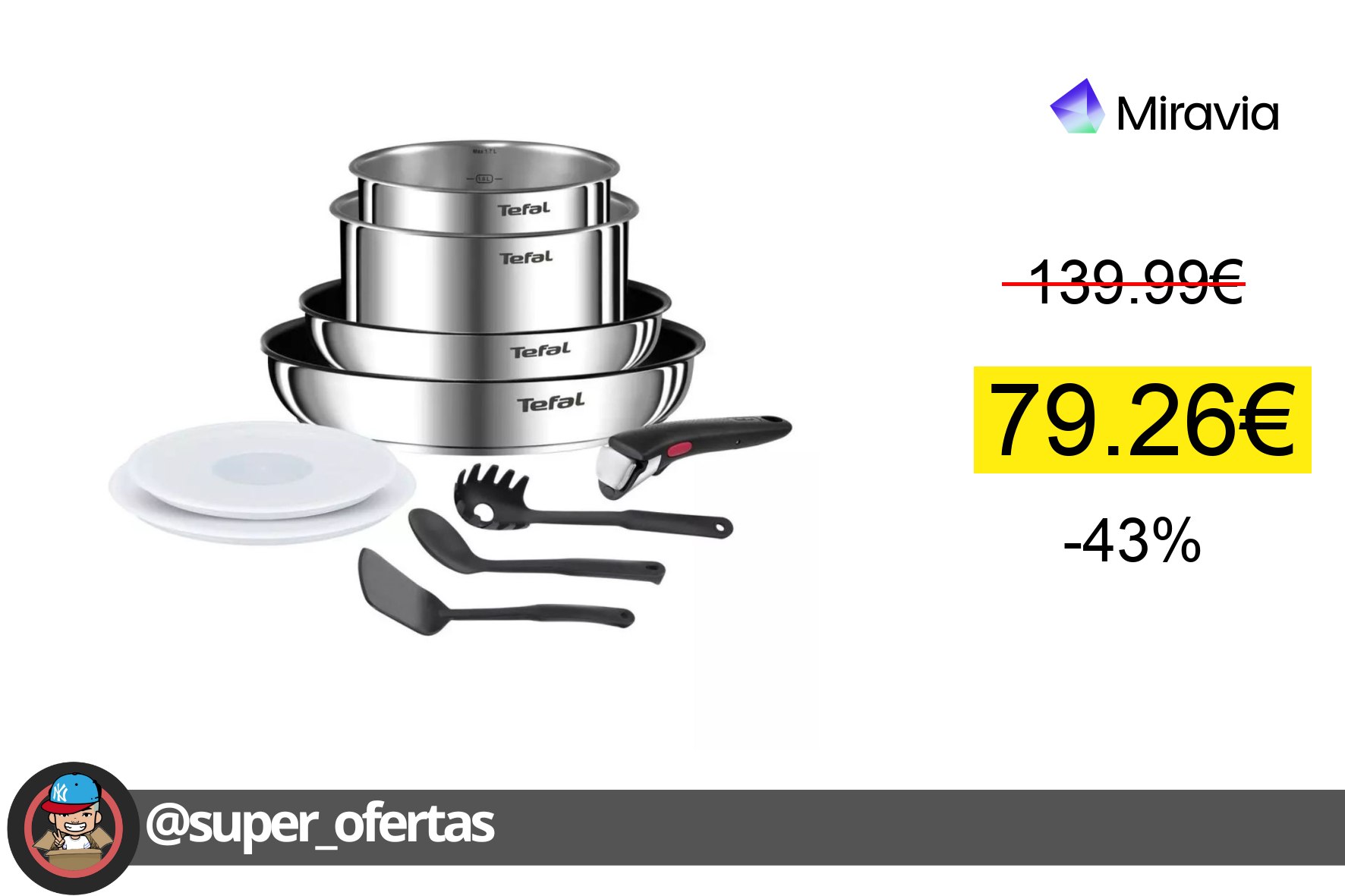 〽 Cocina con estilo y eficiencia con el Set de 10 piezas Ingenio Tefal! 43% de