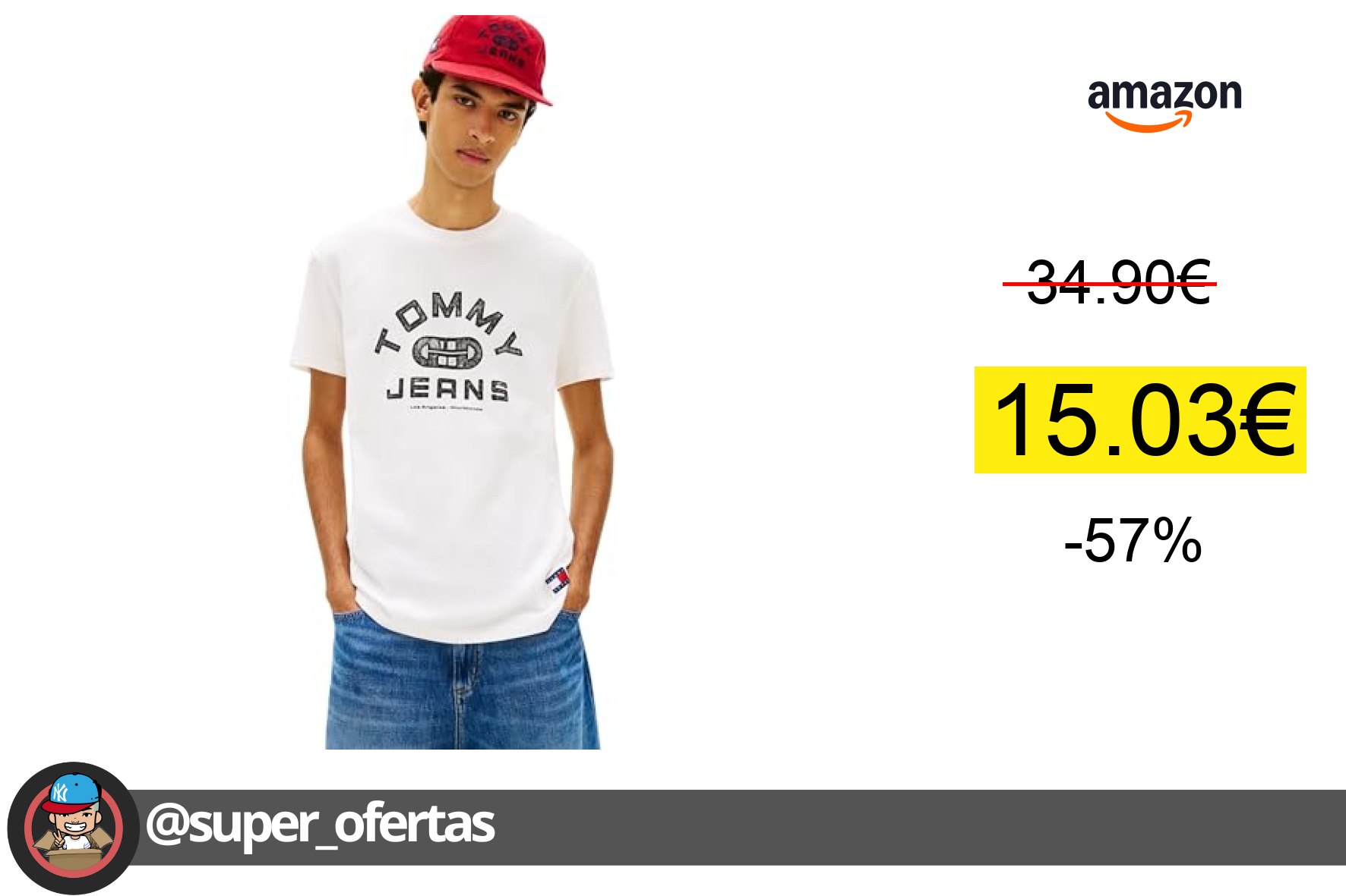 〽 Tommy Jeans Camiseta de Manga Corta Hombre Gym por 15,03€ con -57% de