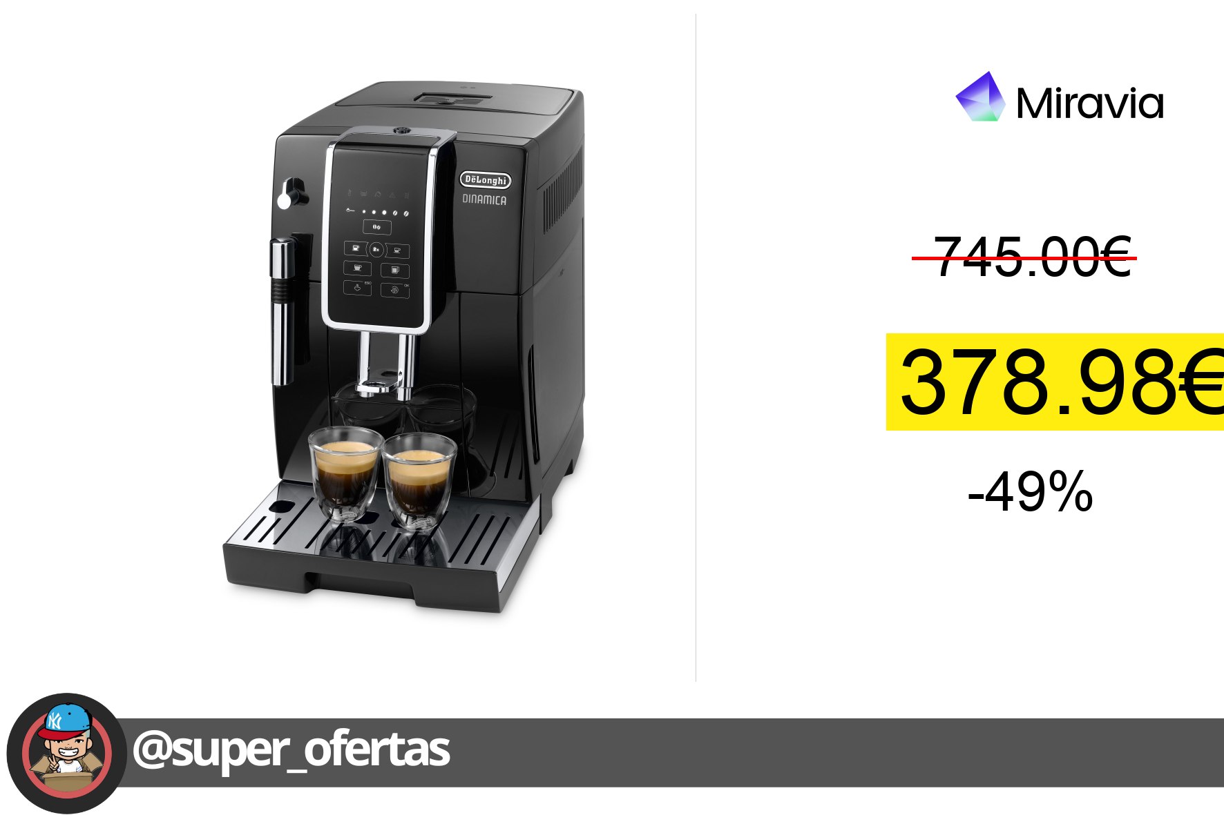 〽 Cafetera Superautomática Dinamica Basic ECAM350.15.B por 378,98€!