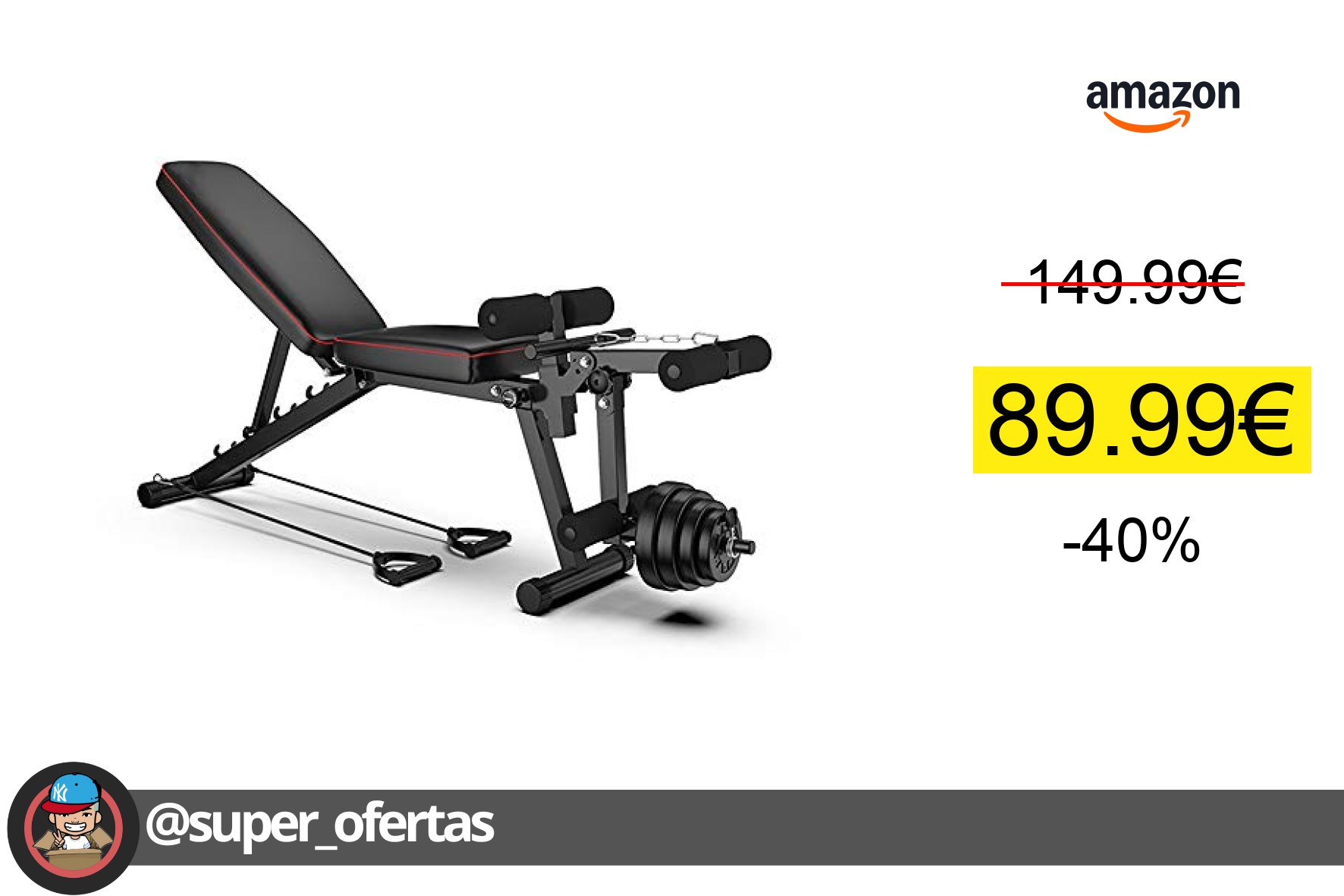 〽WOERD Banco Plegable Multiusos, Banco de Pesas Ajustable para Gimnasio en Casa, para Entrenami