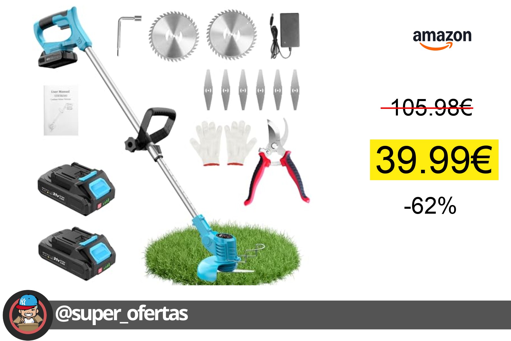 〽 Desbrozadora batería por 39,99€!