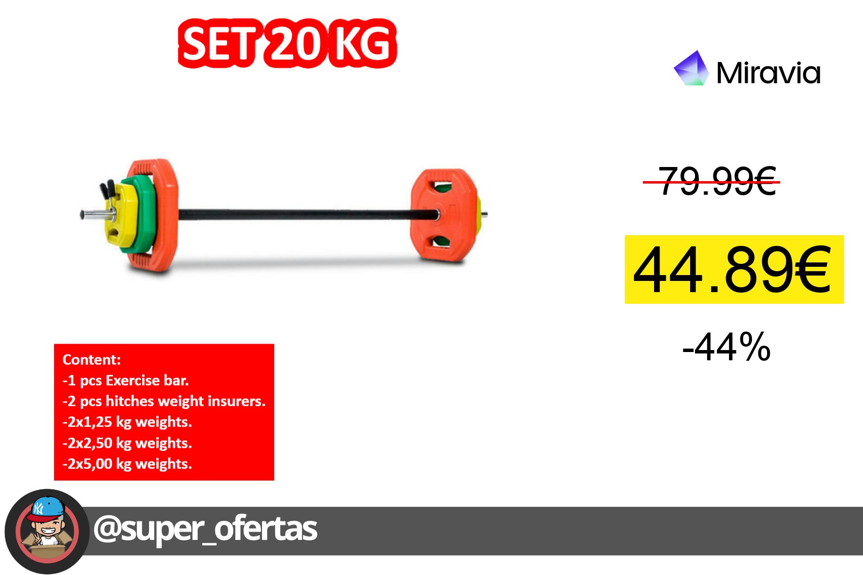 〽 Conjunto de pesas Allinlife 44,89€. Ahorra -44%%