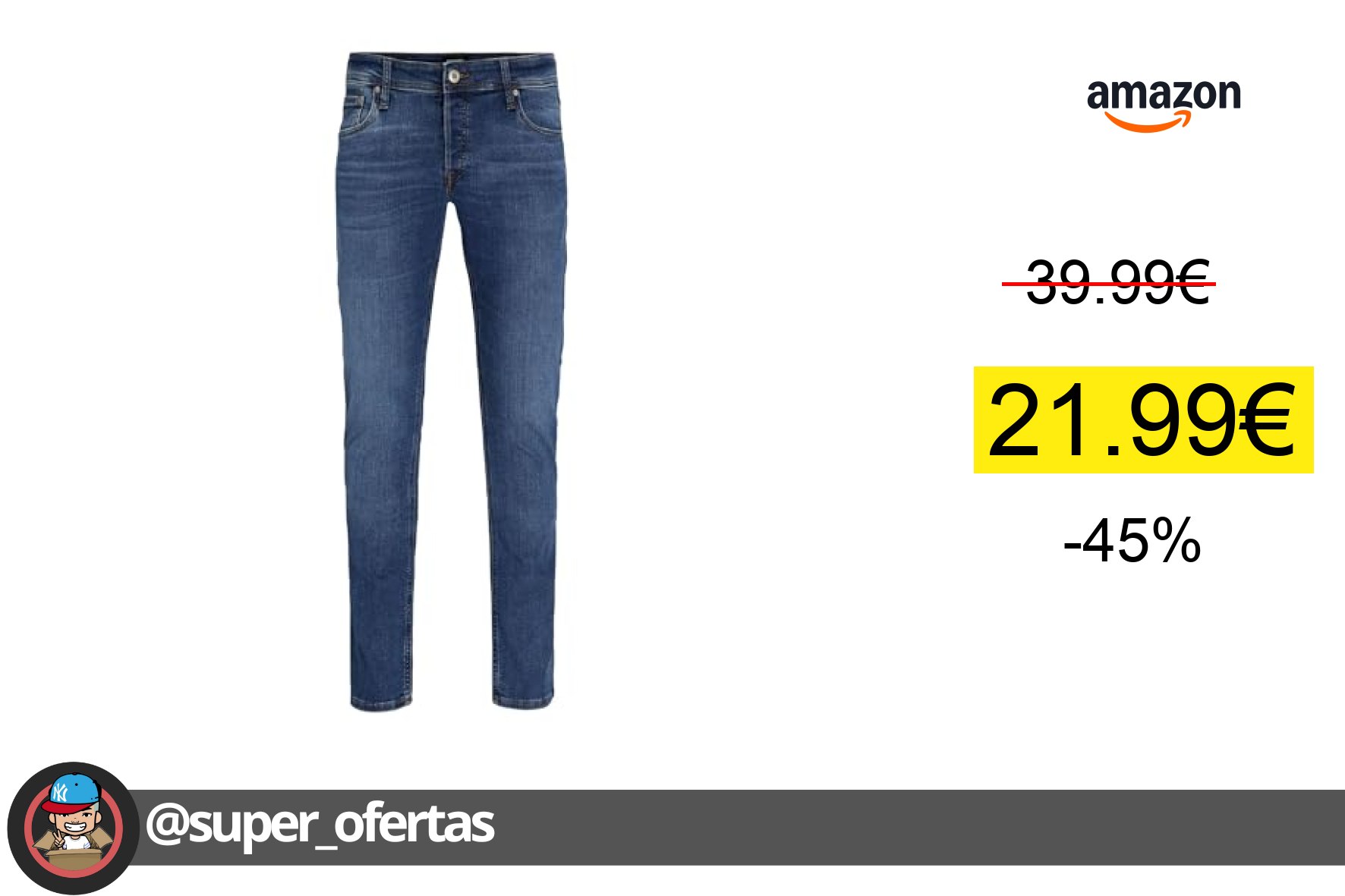 〽 Jeans de Slim fit de JACK & JONES por 21,99€. ¡Ahorra 18,00€! &JONES