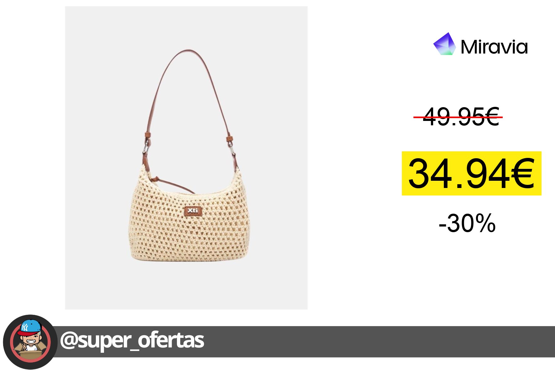 〽 Bolsos Rafia Mujer Hielo por 34,94€