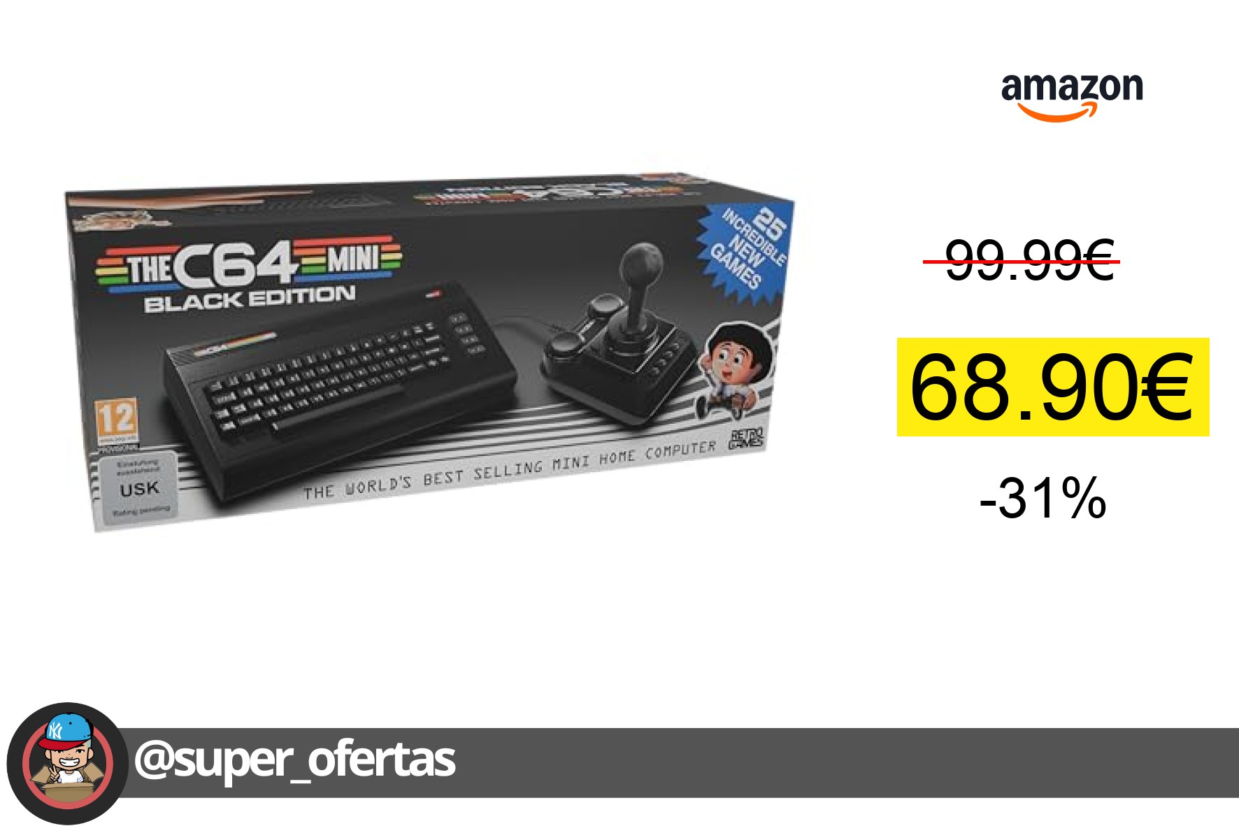 〽 THEC64 mini Black Edition por solo 68,90€ con -31% de descuento. ¡Ahorra 31,09€!