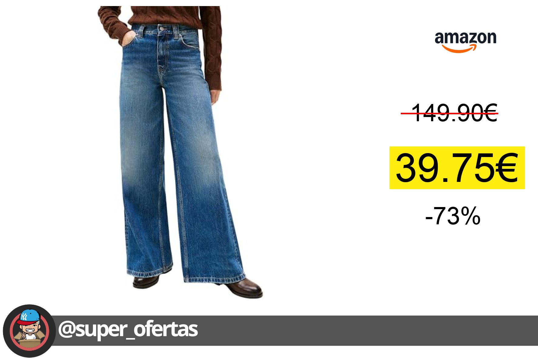 〽 Vaqueros mujer Kris 70'S Wide Leg por 39,75€ con -73% de descuento!