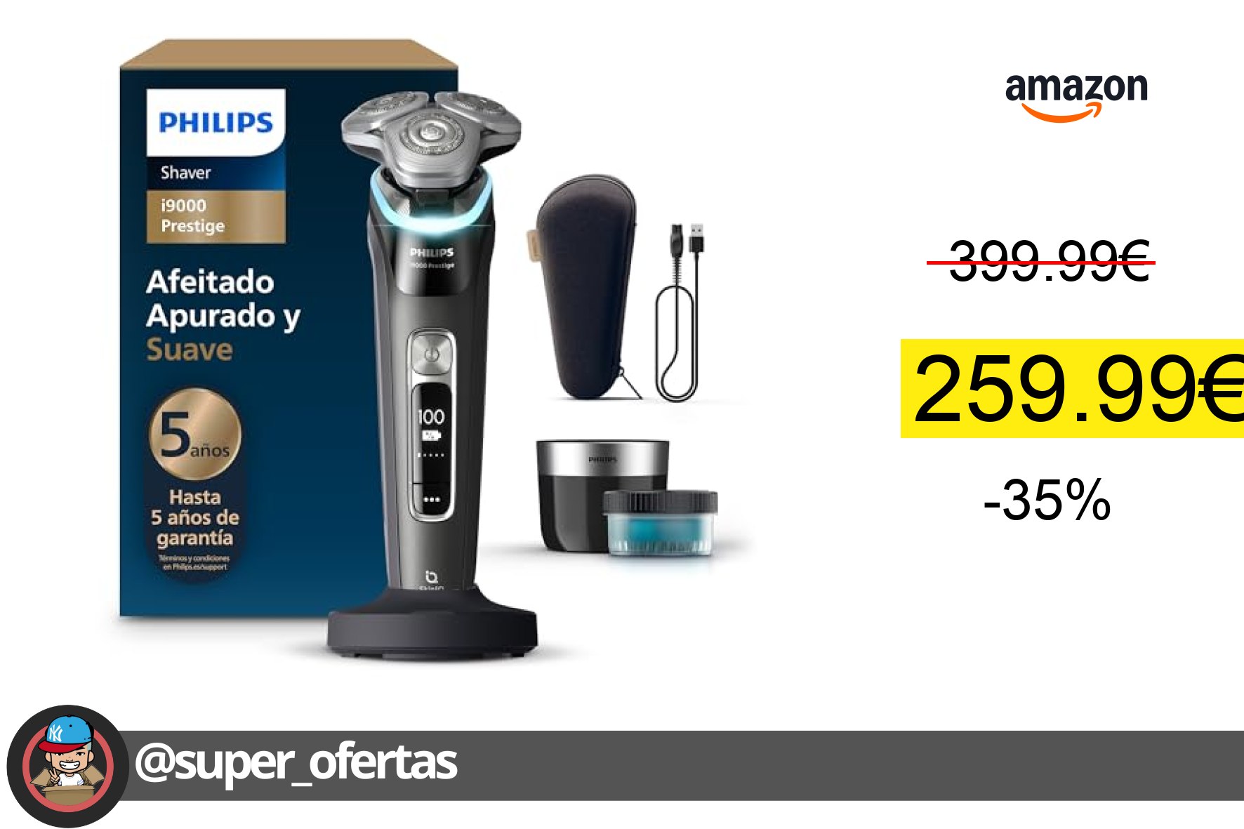 〽Philips i9000 Prestige, Afeitadora Eléctrica Hombre, Máquina de Afeitar Barba en Seco y H po
