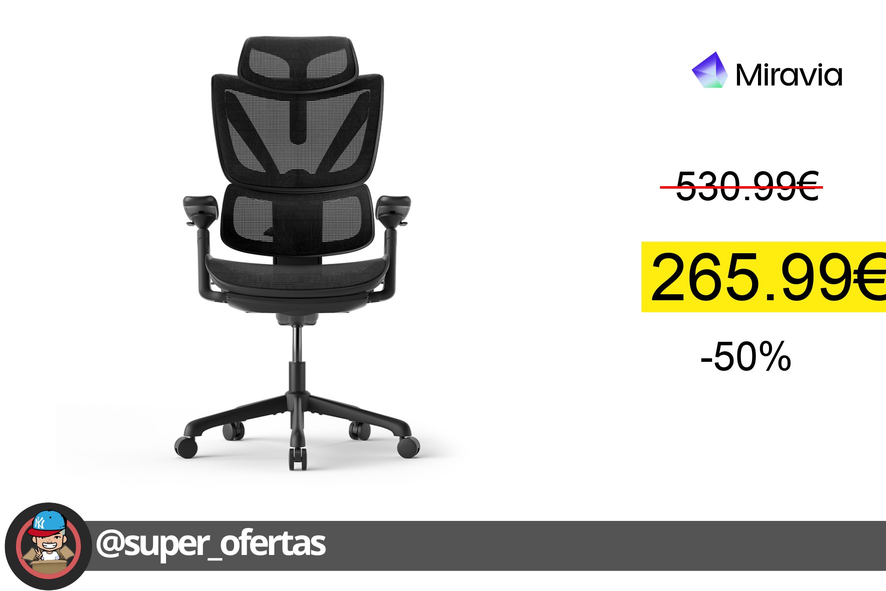 〽 Silla De Oficina Acgam Cg-5245M: 265,99€ Con -50% De Descuento!