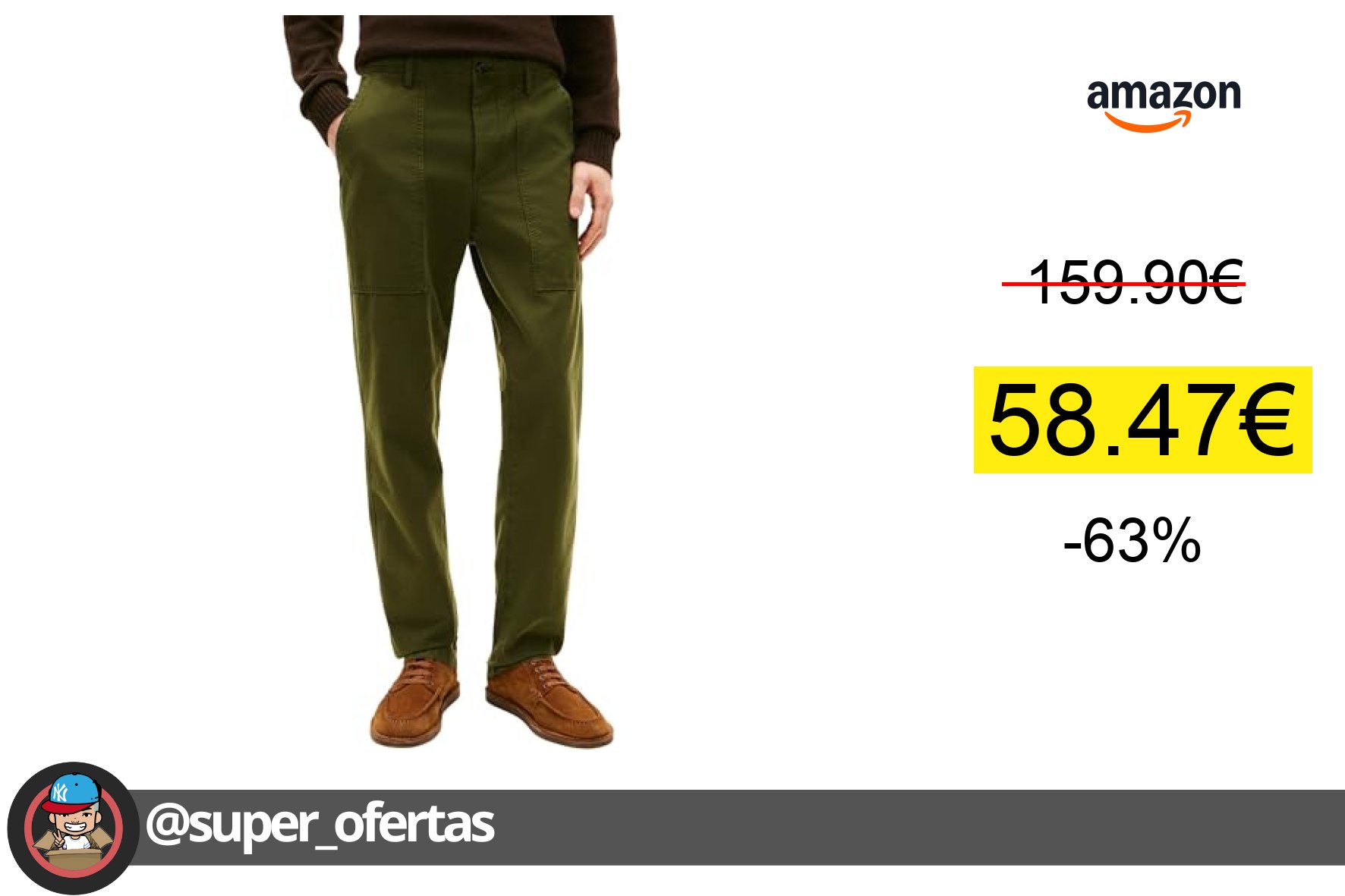〽 Tommy Hilfiger Pantalón Hombre 58,47€ - -63%% de descuento!