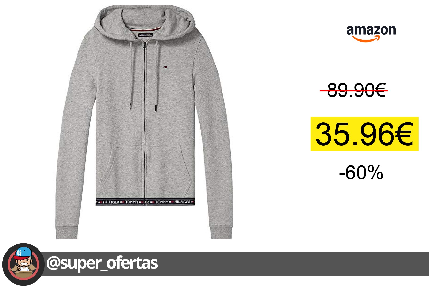 〽 Tommy Hilfiger hoodie L por 35,96€ con -60% de descuento. ¡Ahorra 53,94€!