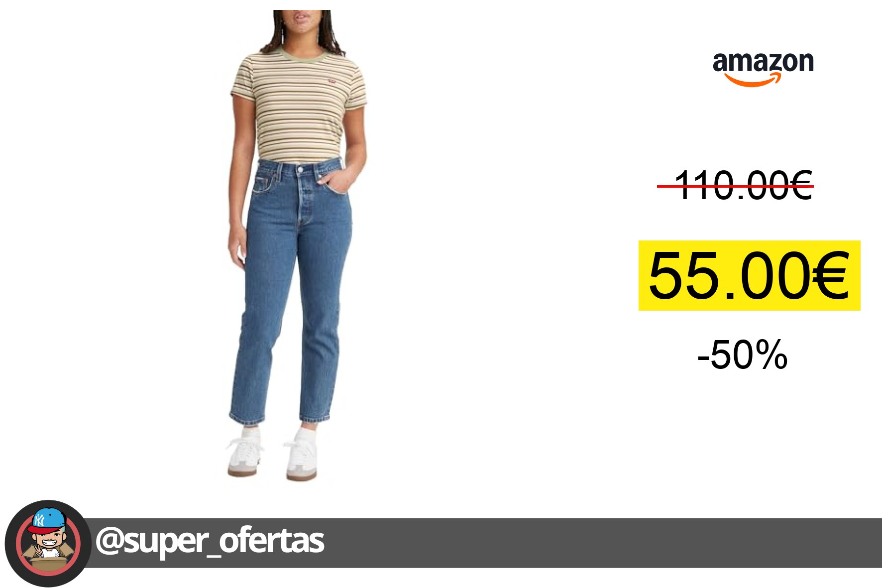 〽 Vaqueros Levi's 501 Crop Vaqueros, Jazz Pop, 25W / 26L Mujer por 55,00€ con un -50% de