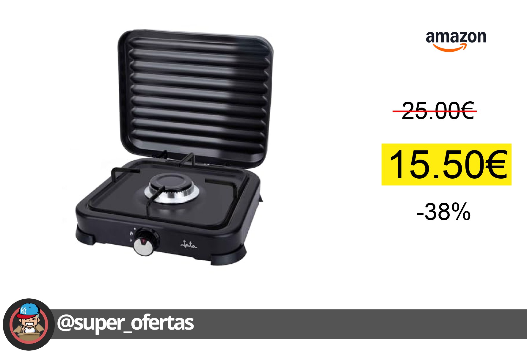 〽 Cocina portátil gas licuado 15,50€. ¡Ahorras 9,50€ con un brutal -38% de descuento!